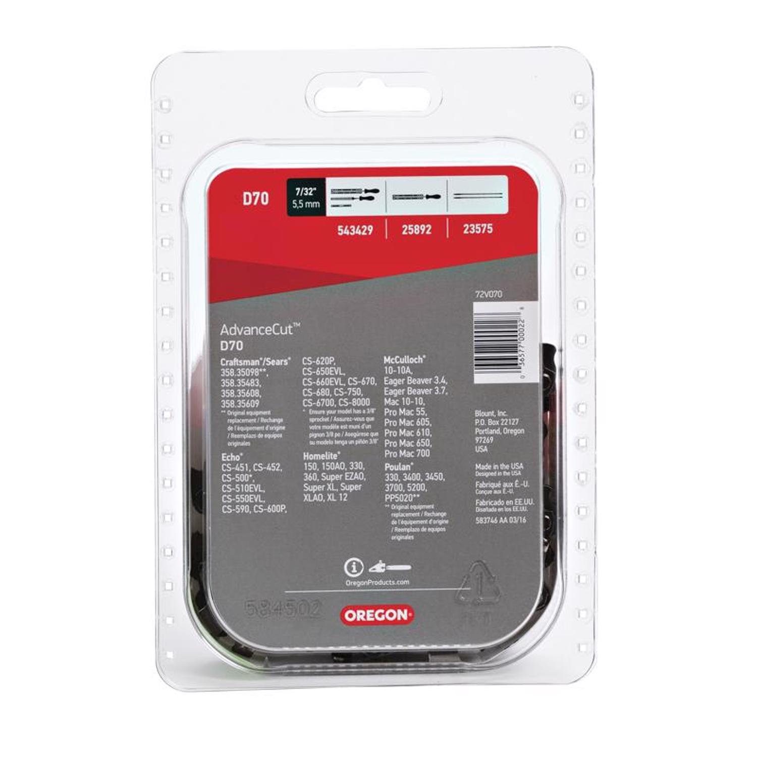 Oregon AdvanceCut D70 20 in. Chainsaw Chain 70 links