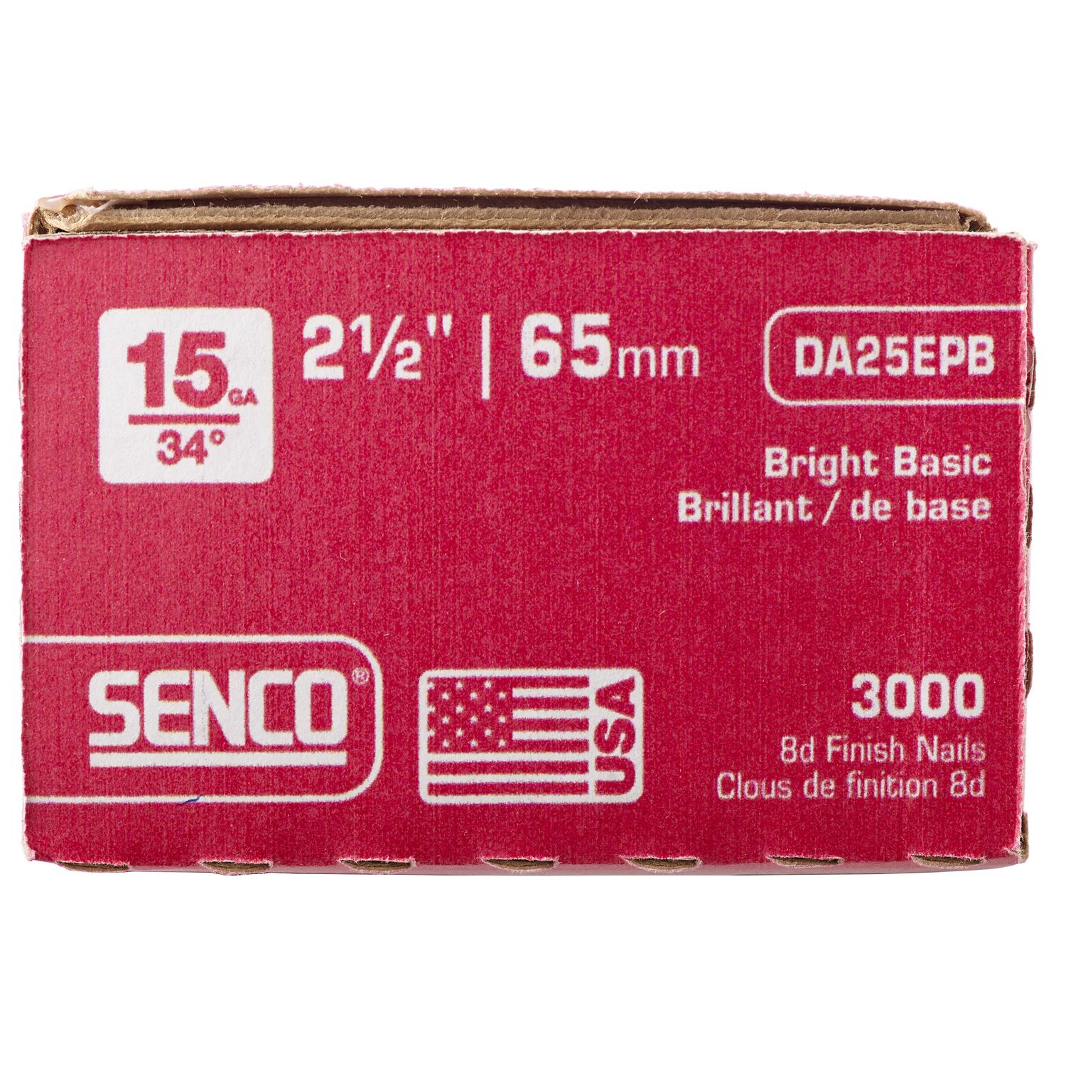 Senco 2-1/2 in. L X 15 Ga. Angled Strip Bright Finish Nails 34 deg 3000 pk