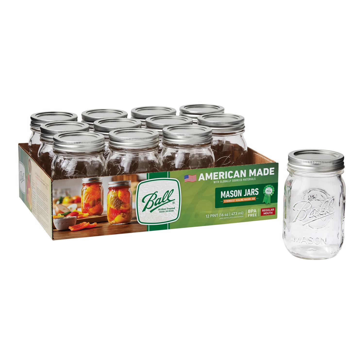 Ball Regular Mouth Mason Jar 16 oz 12 pk