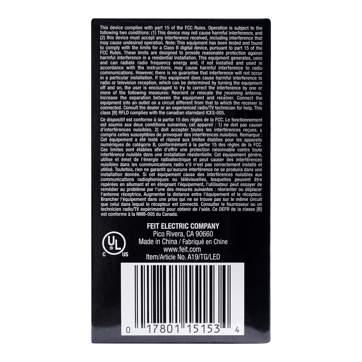 Feit A19 E26 (Medium) Filament LED Bulb Green 30 Watt Equivalence 1 pk