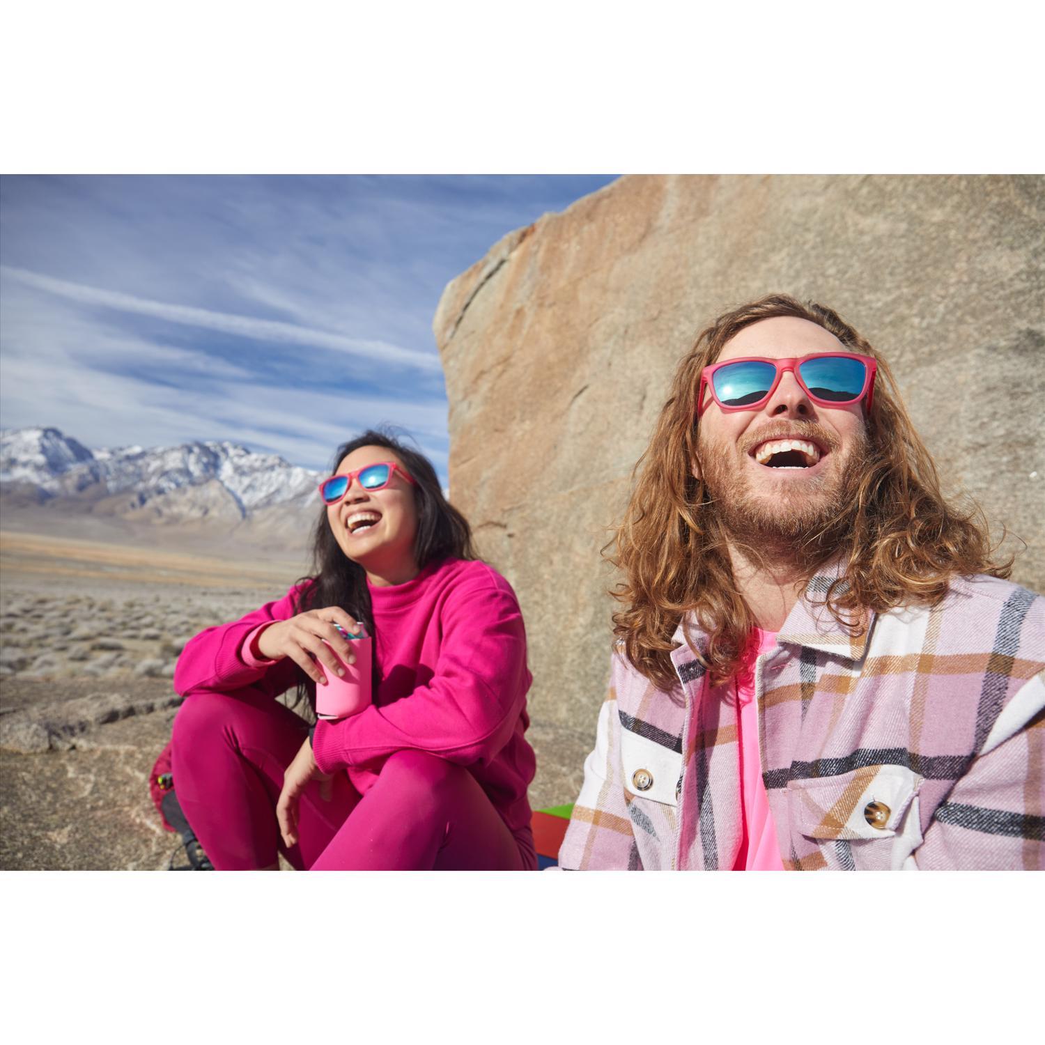 goodr OG - Flamingos on a Booze Cruise Sunglasses Unisex Pink Frame Blue Lens Polarized