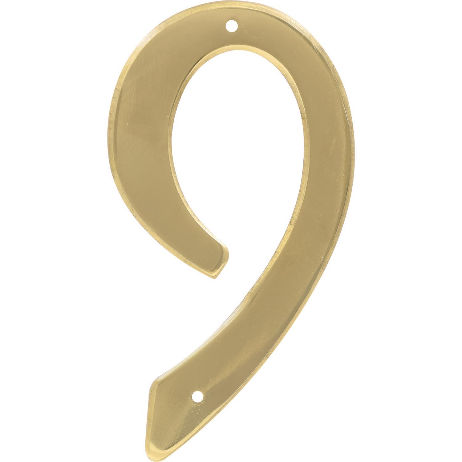 HILLMAN 4 in. Gold Brass Nail-On Number 9 1 pc