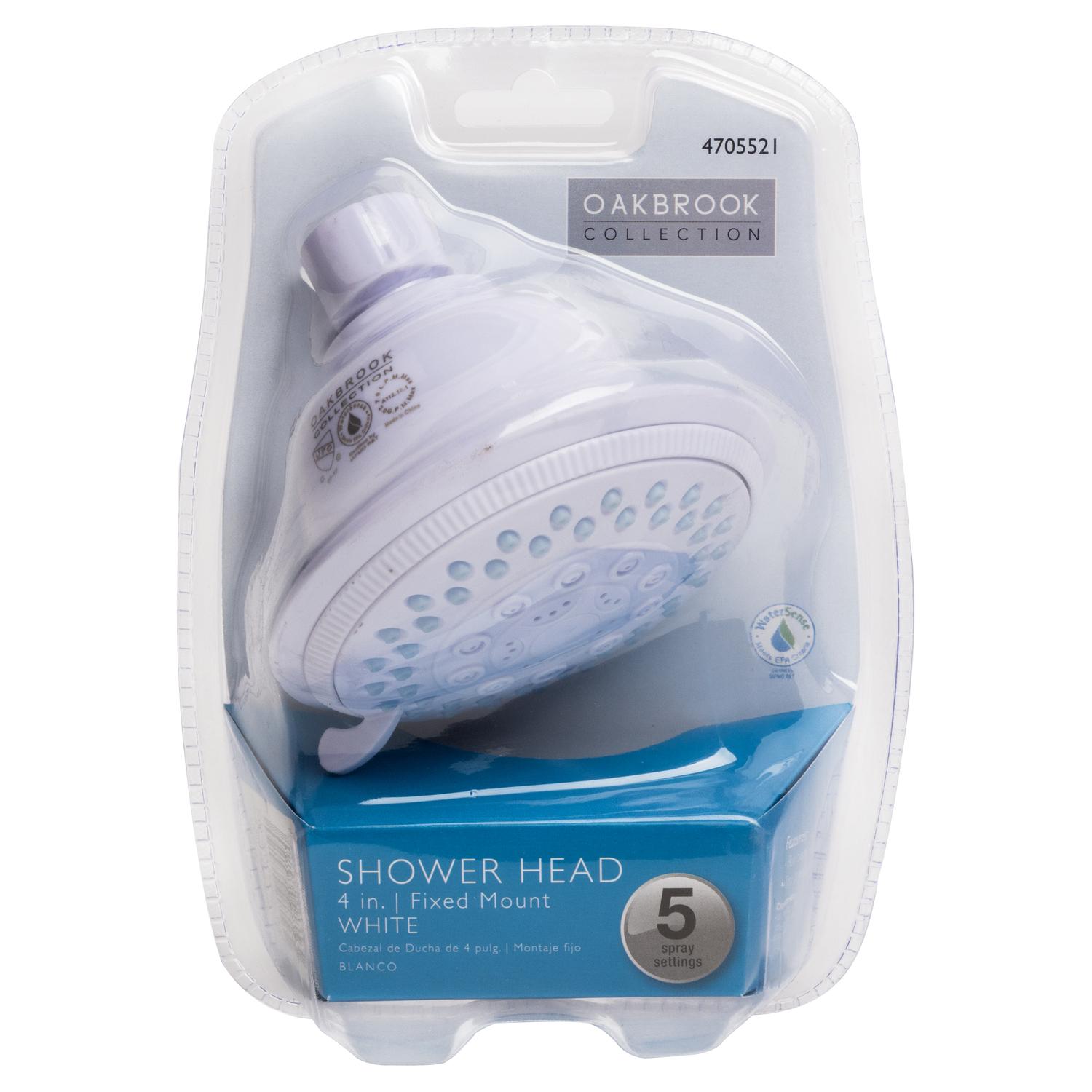 OakBrook White PVC 5 settings Wallmount Showerhead 1.8 gpm