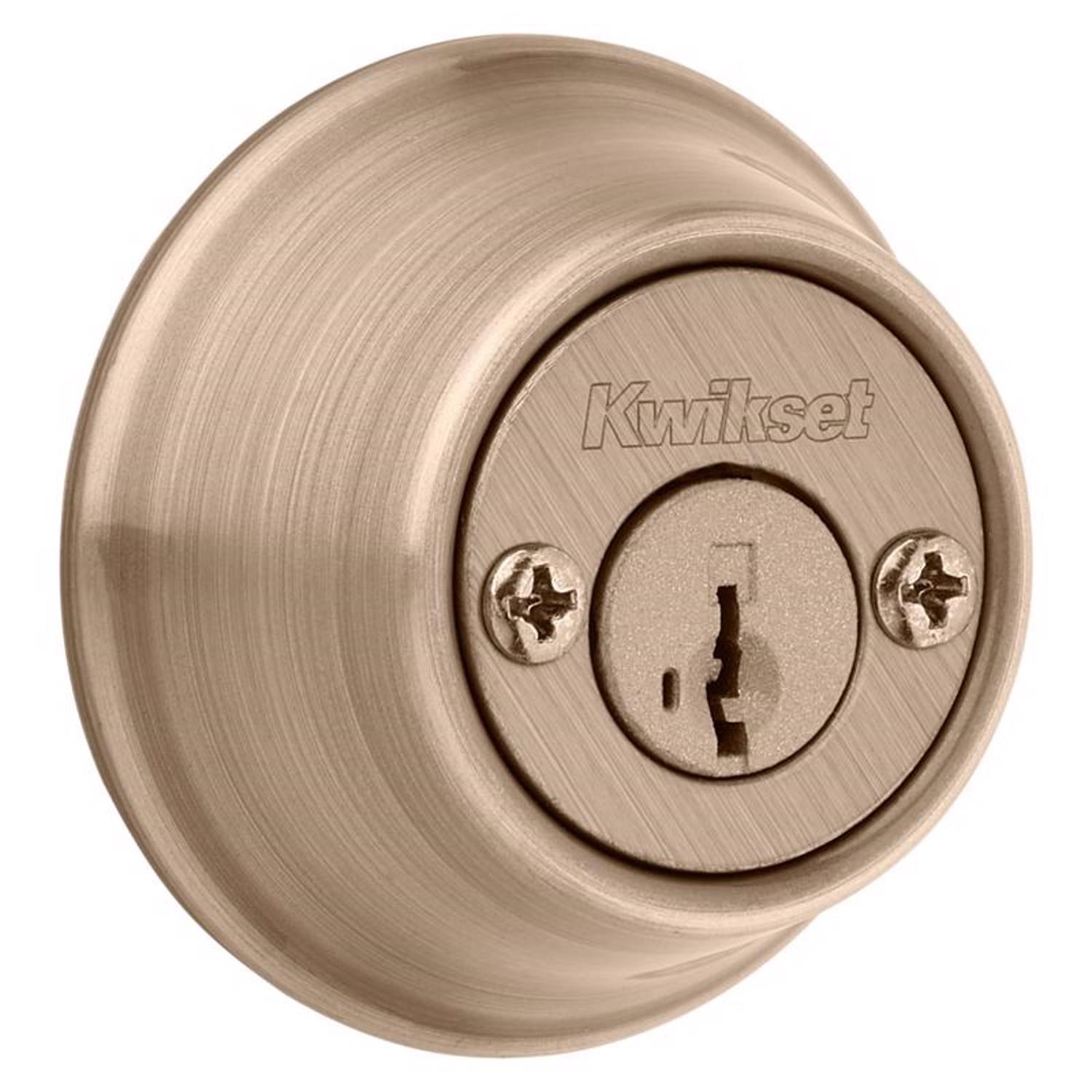 Kwikset SmartKey Security Antique Brass Metal Double Cylinder Deadbolt