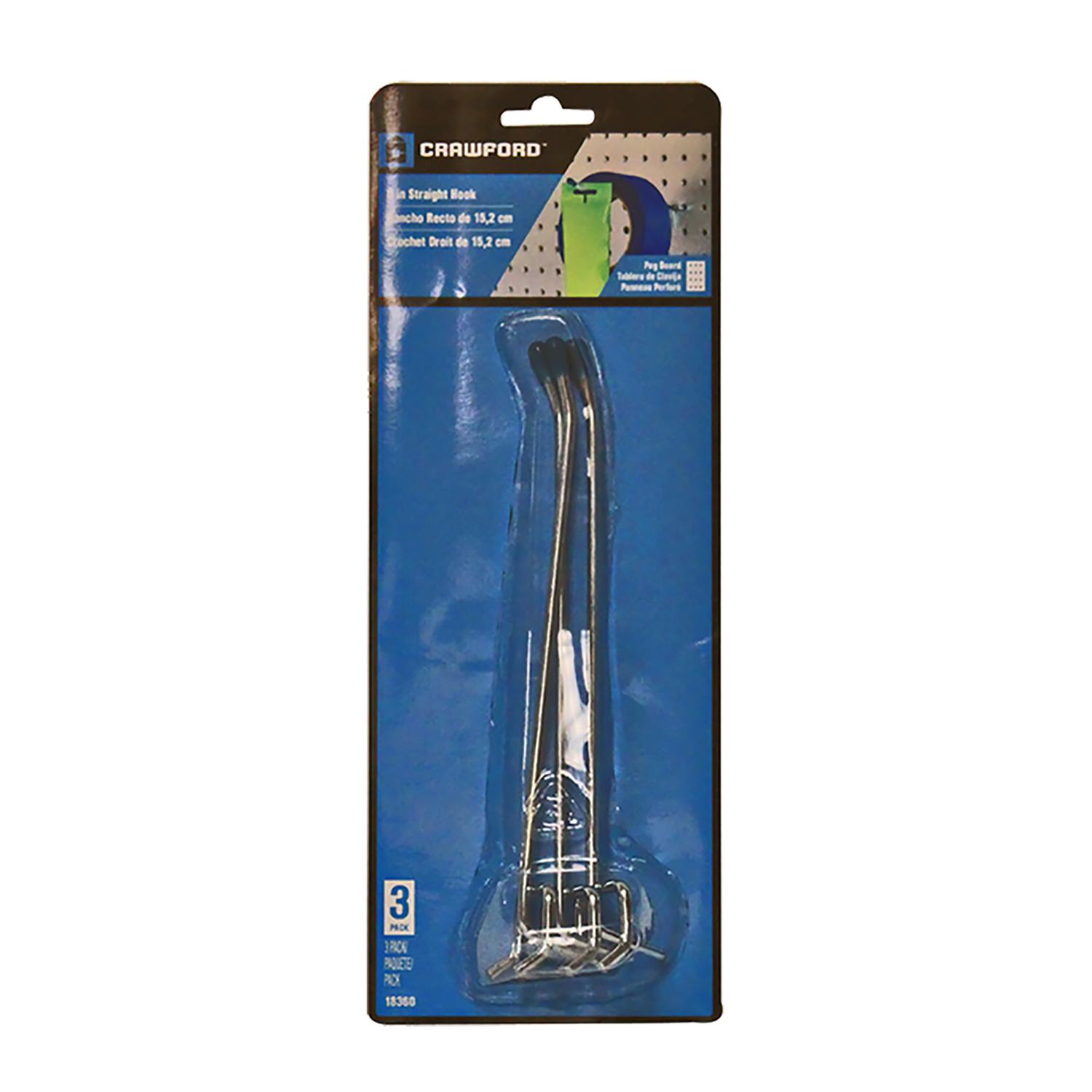 Crawford Zinc Plated Silver Steel 6 in. Peg Hooks 3 pk