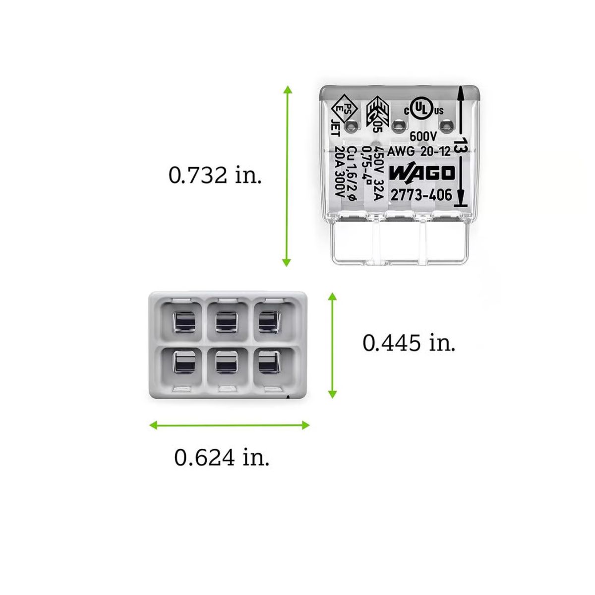 Wago 6 Port Push-In Wire Connector 5 Pack