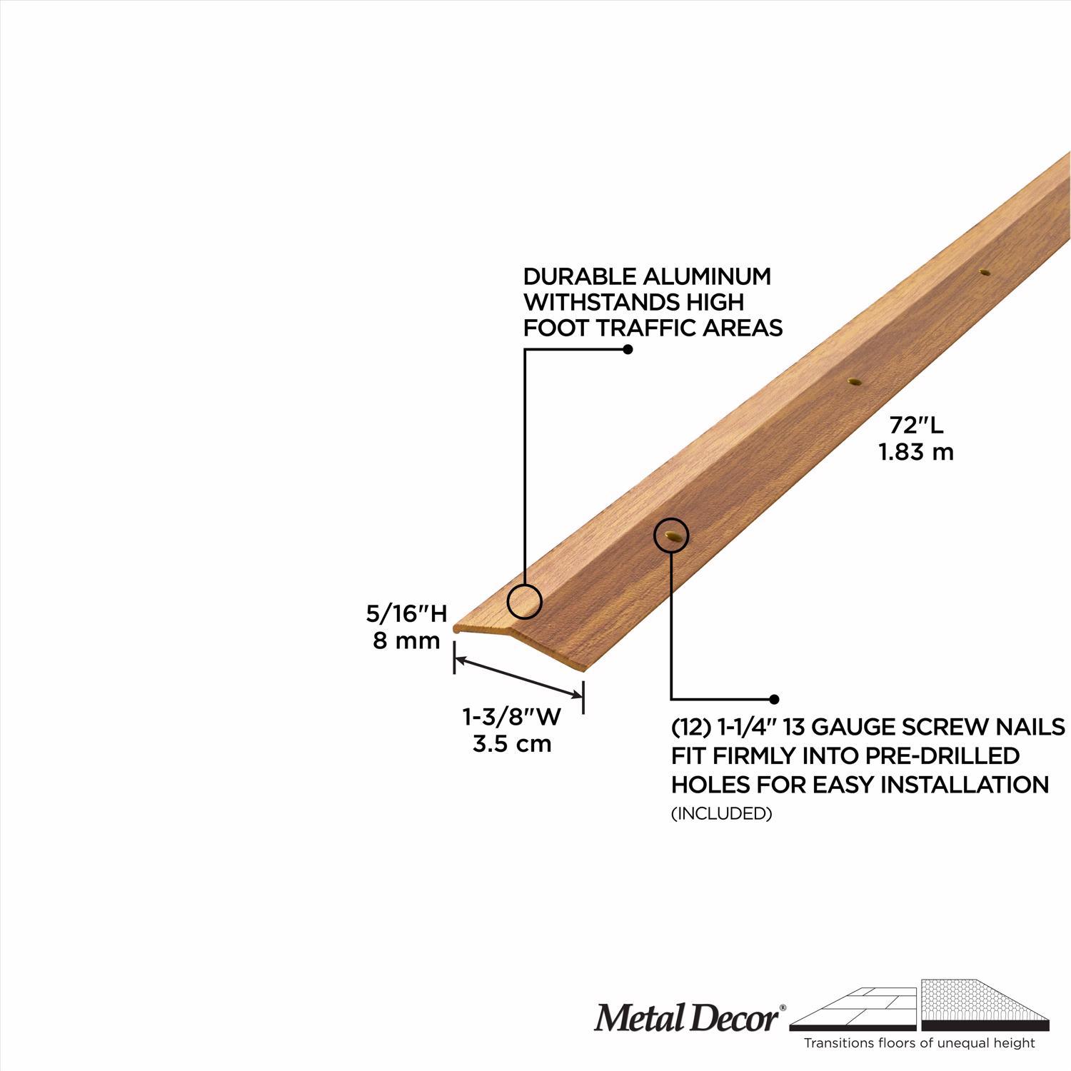 M-D Building Products METAL DECOR 0.3 in. H X 1.38 in. W X 72 in. L Prefinished Oak Aluminum Carpet