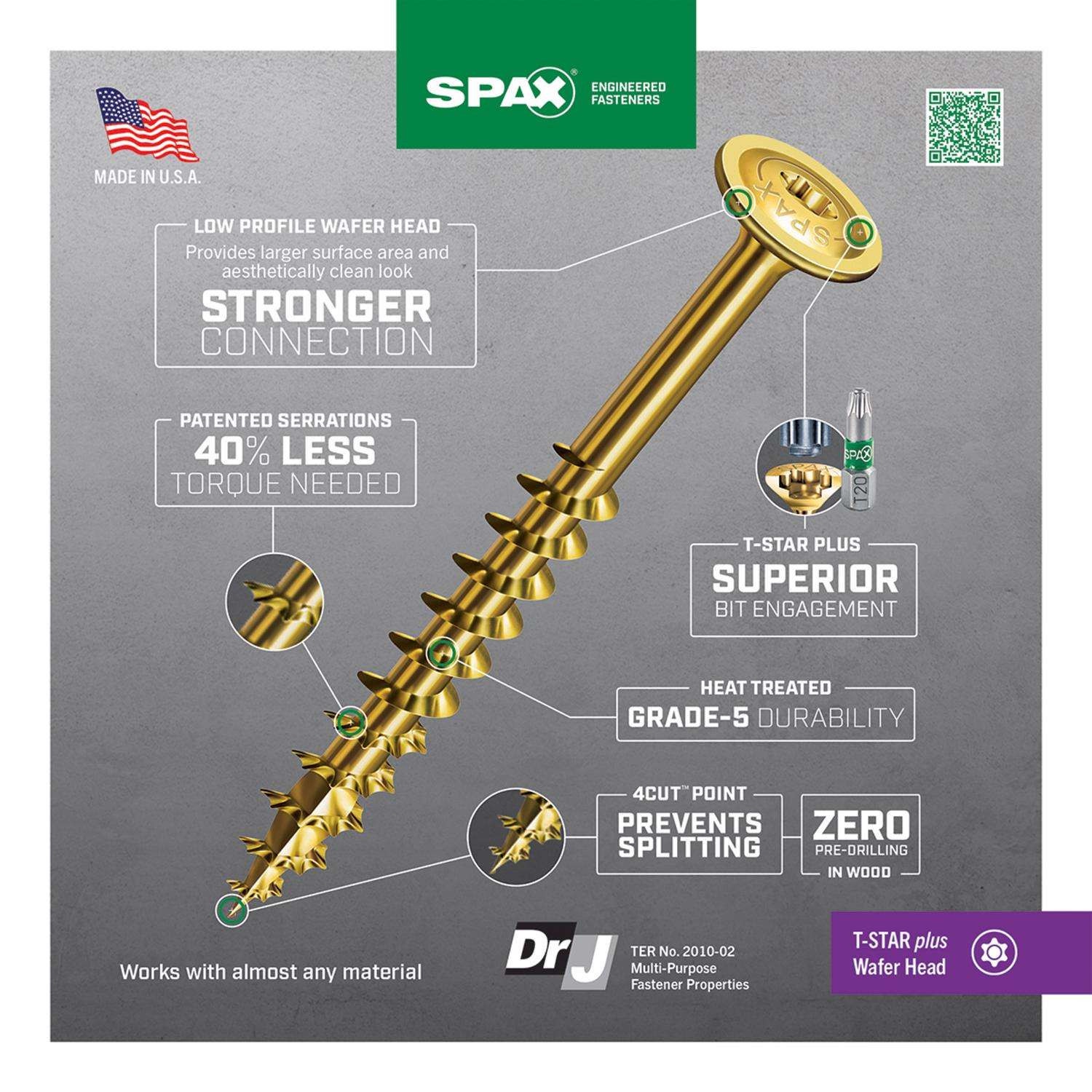 SPAX Multi-Material No. 8 in. X 2 in. L T-20+ Wafer Head Serrated Construction Screws