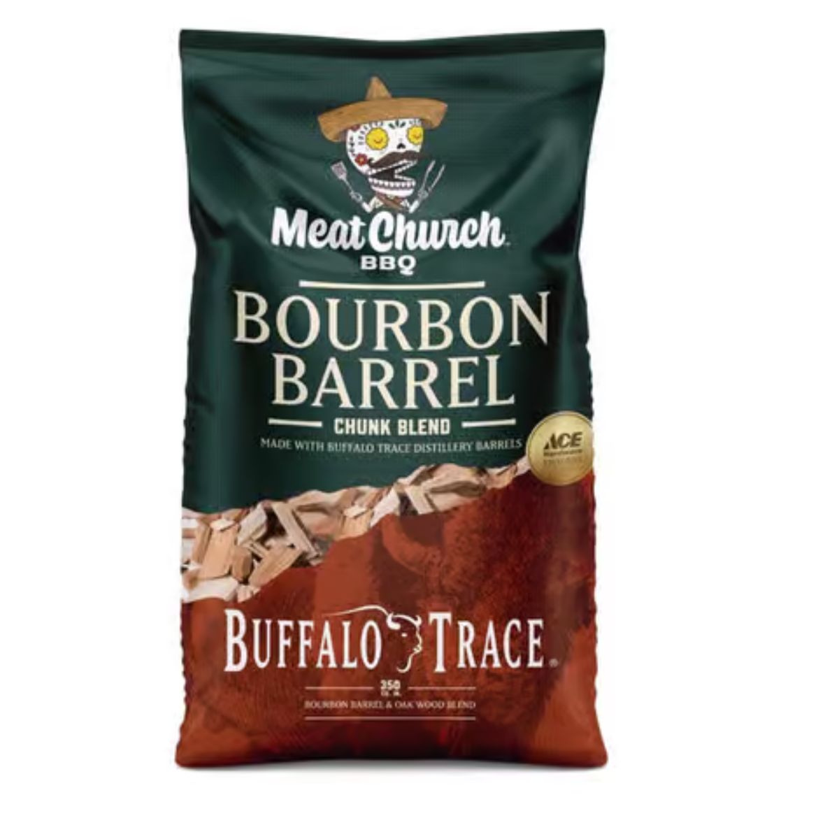 Meat Church Buffalo Trace All Natural Bourbon Barrel Oak Wood Smoking Chunks 350 cu in