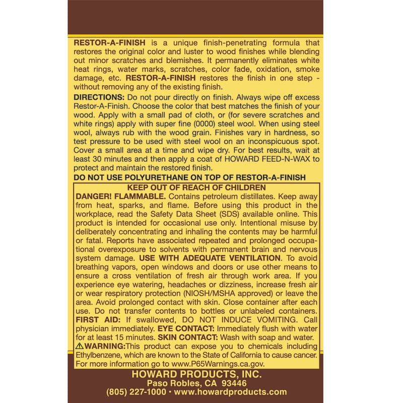 Howard Restor-A-Finish Semi-Transparent Dark Walnut Oil-Based Wood Restorer 1 pt