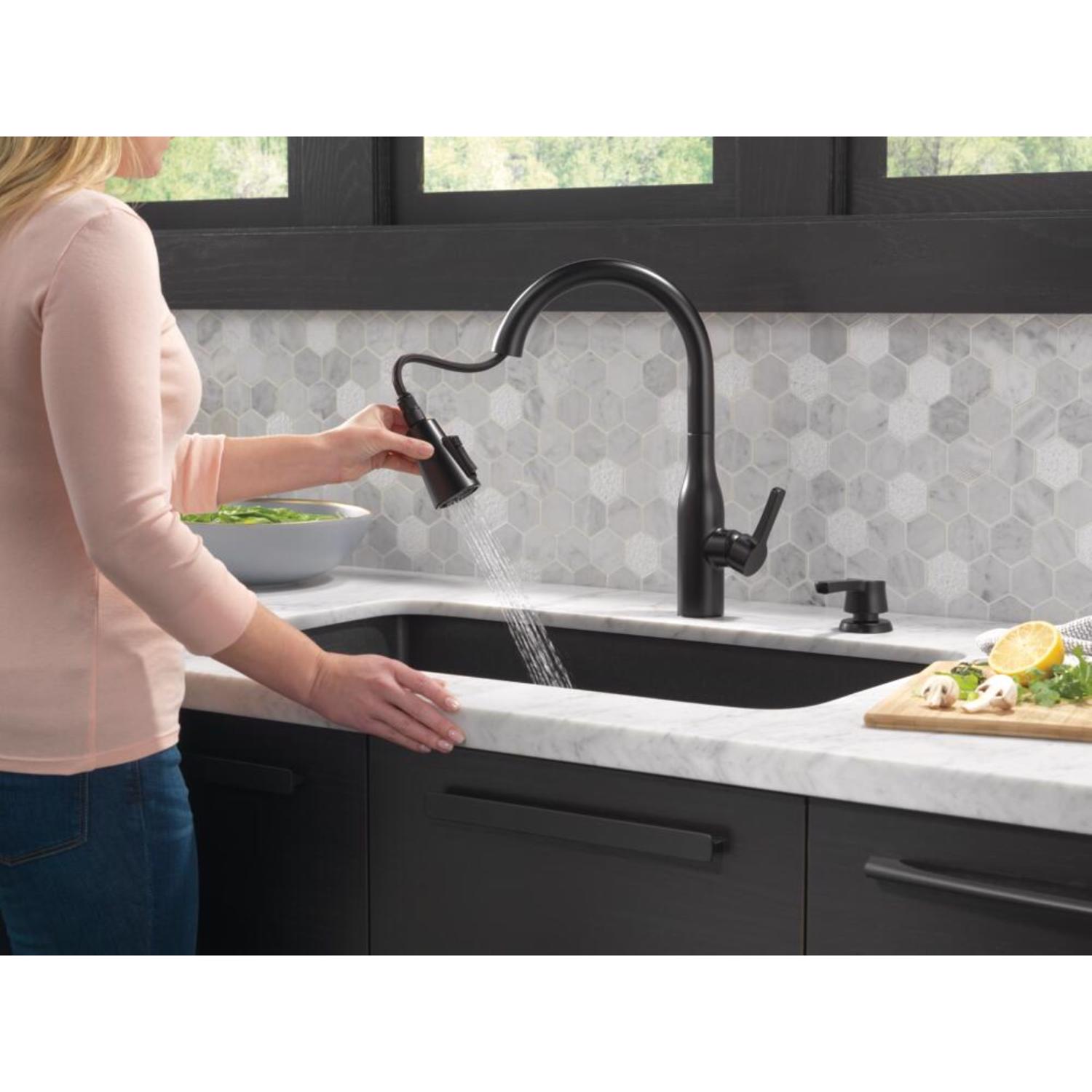 Delta Marca One Handle Matte Black PullDown Kitchen Faucet Stine