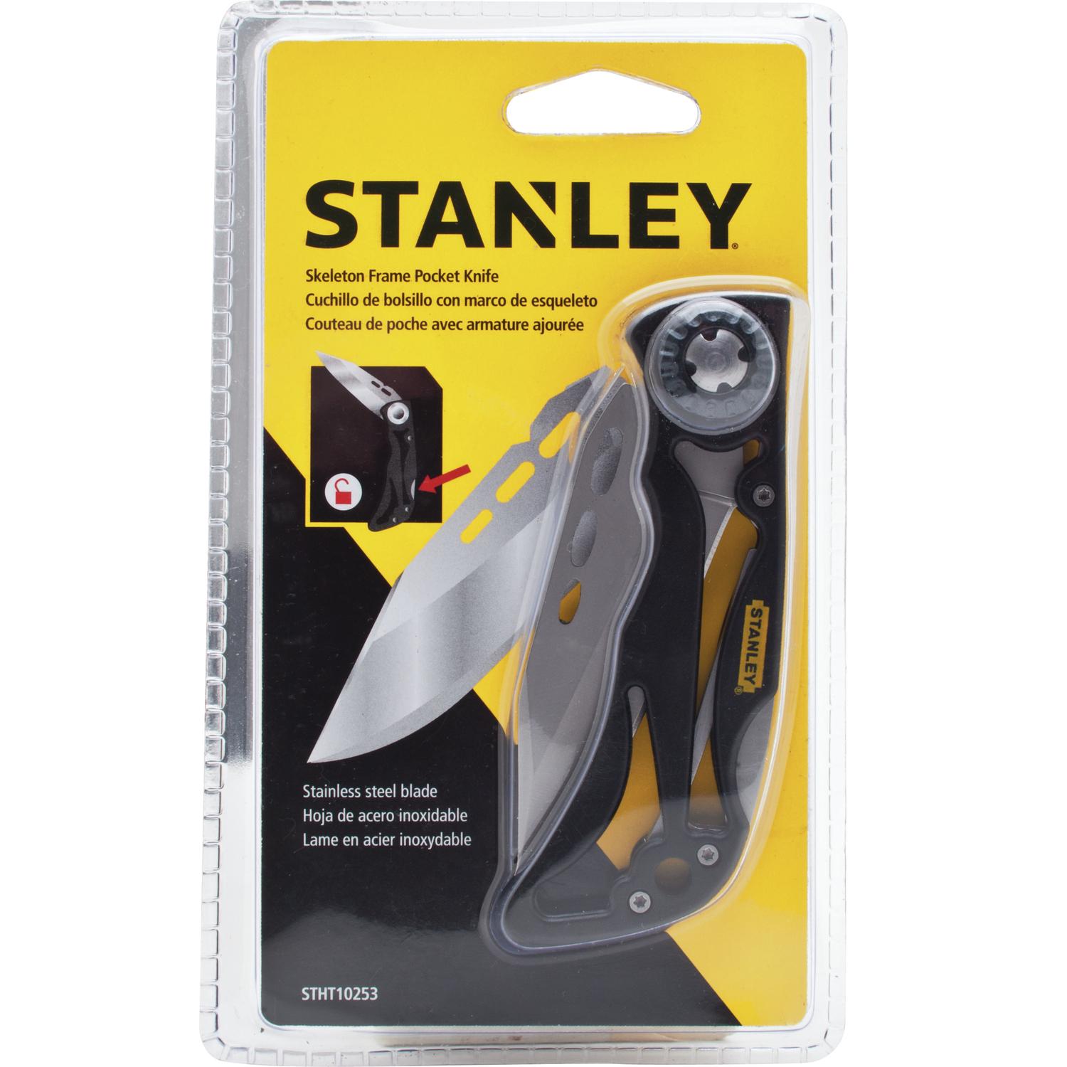 Stanley Skeleton Frame 7-1/4 in. Folding Pocket Knife Black/Gray 1 pk