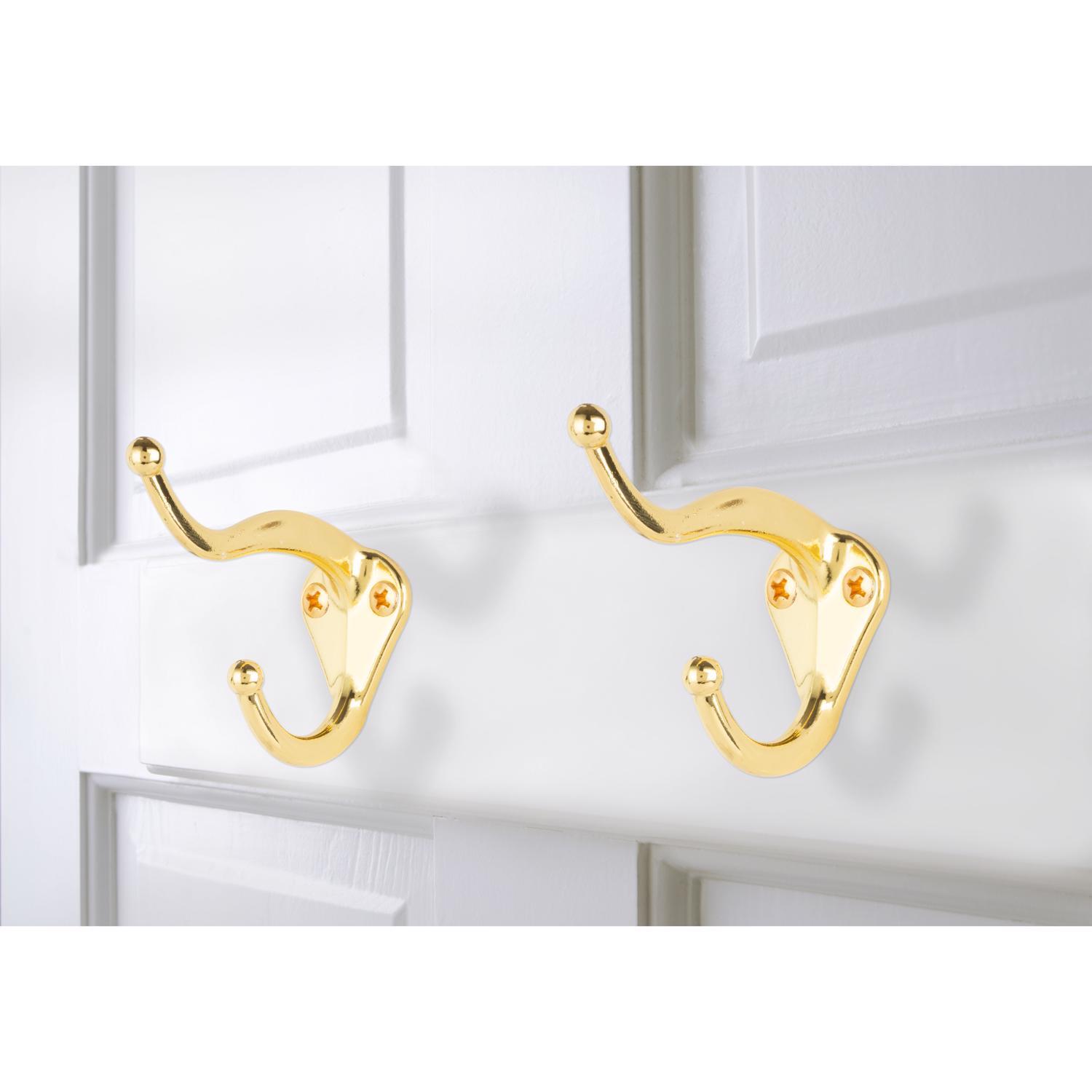Ace 3 in. L Bright Brass Gold Brass Small Coat and Hat Hook 2 pk