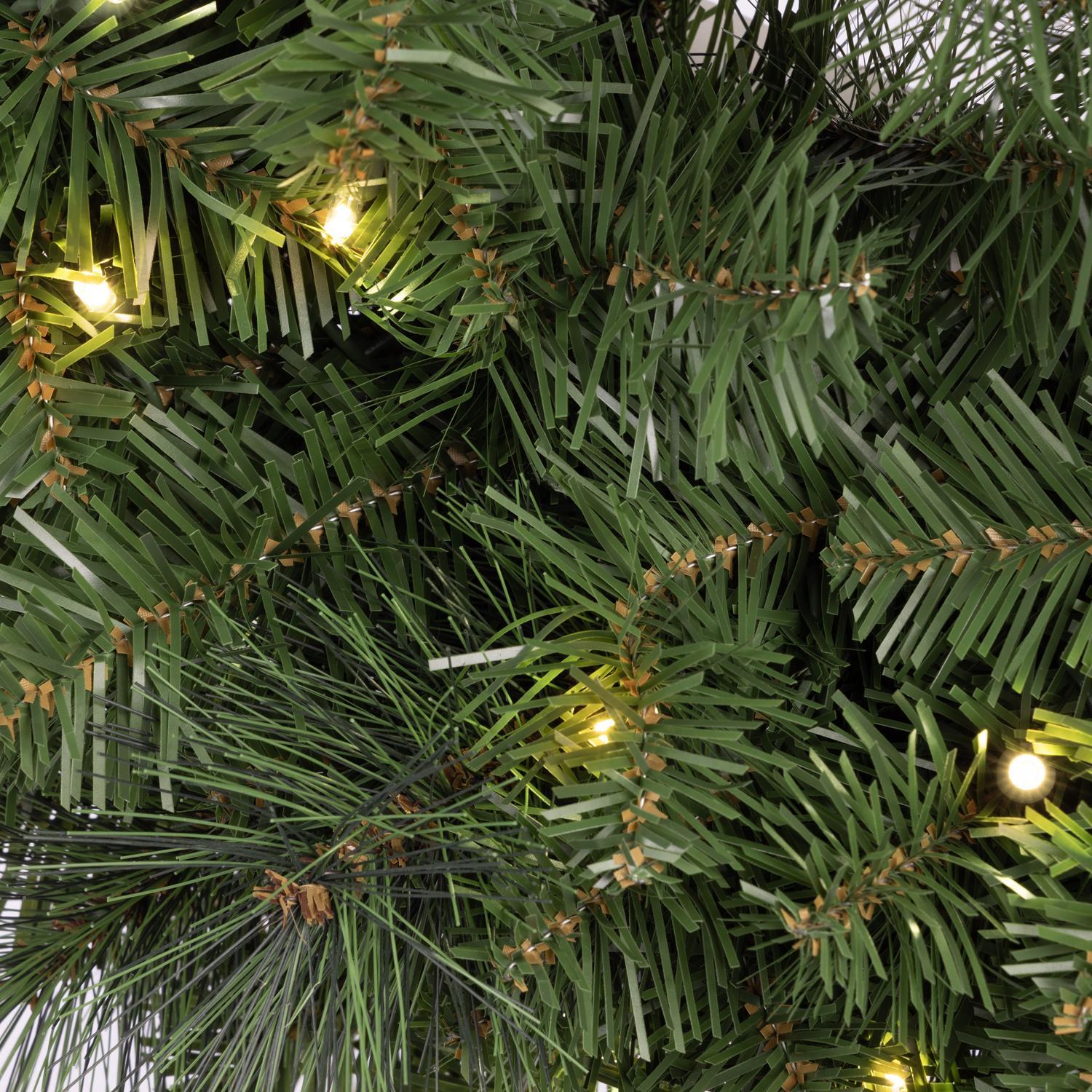 Celebrations Platinum 26 in. D LED Prelit Warm White Mixed Pine Wreath