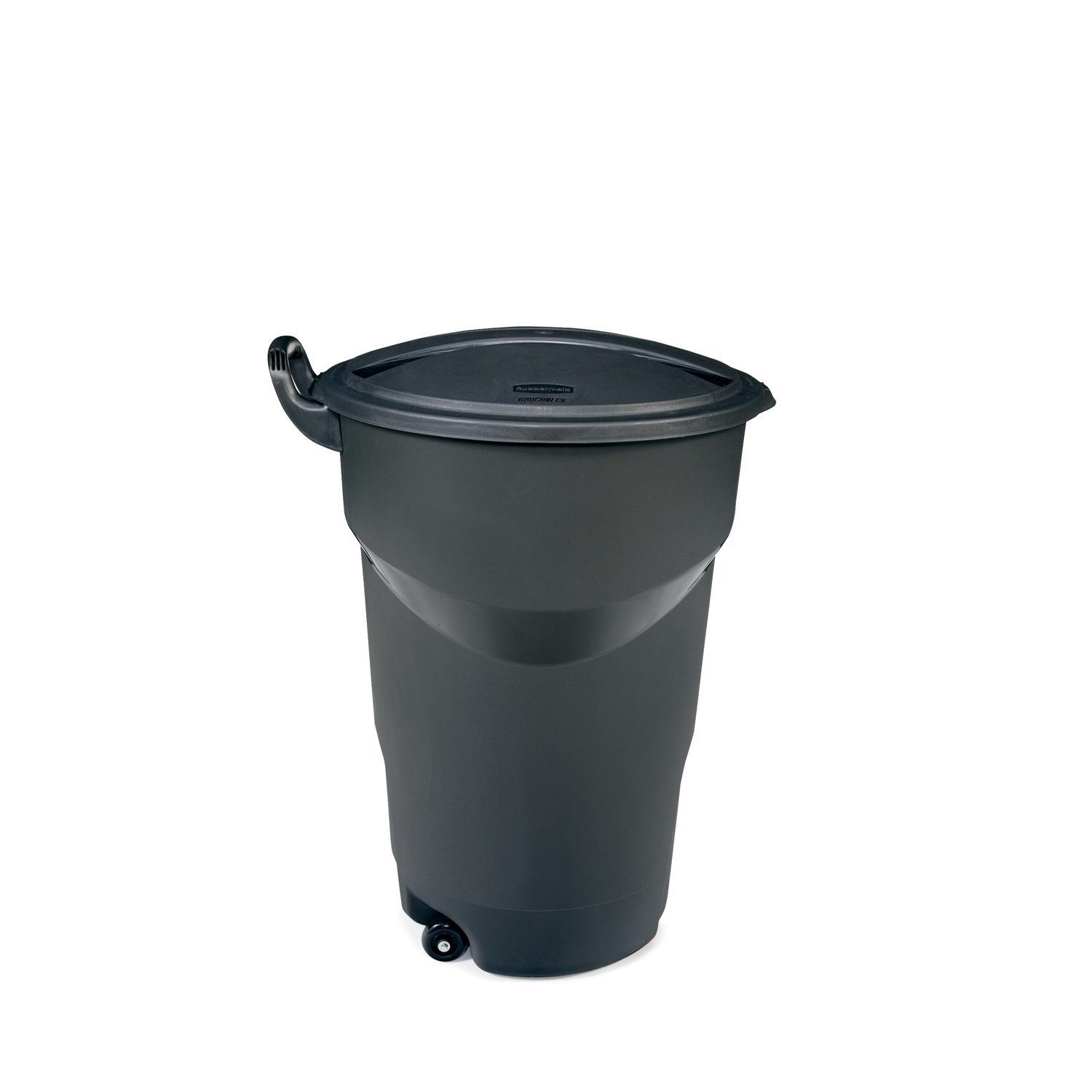 Rubbermaid 32 gal Black Plastic Wheeled Garbage Can Lid Included
