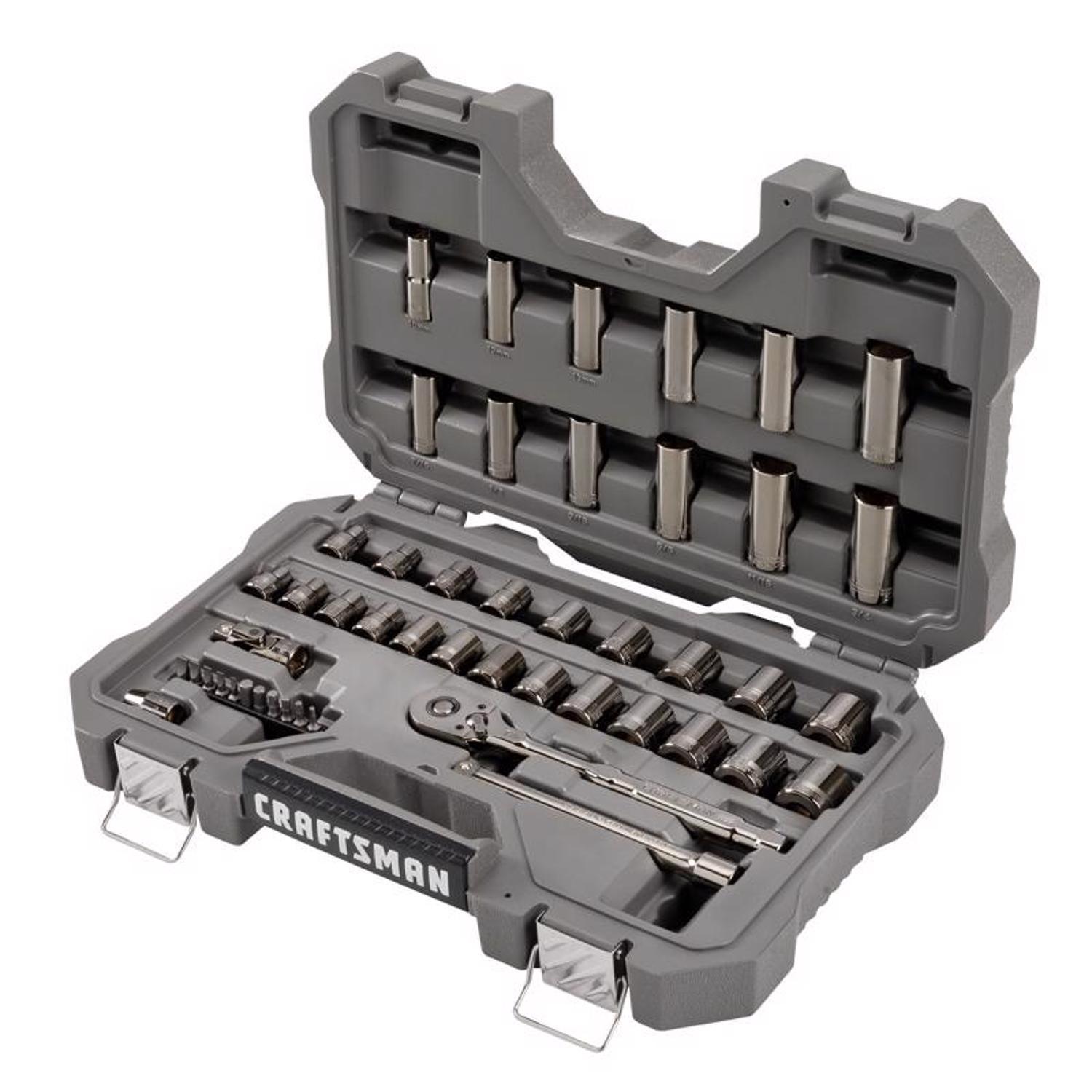Craftsman OVERDRIVE 3/8 in. drive Metric/SAE 6 Point Mechanic's Tool Set 49 pc