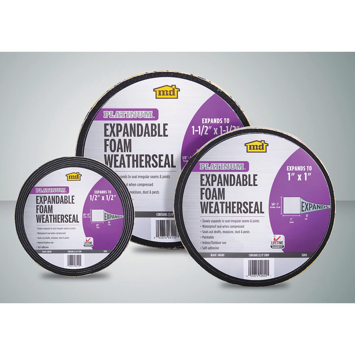 M-D Building Products Black Foam Compression Weatherstrip For Gaps and Openings 13 ft. L X 1 in.