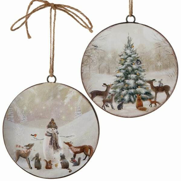 Christmas Mouse Snowman/Tree With Animals Disc Ornament