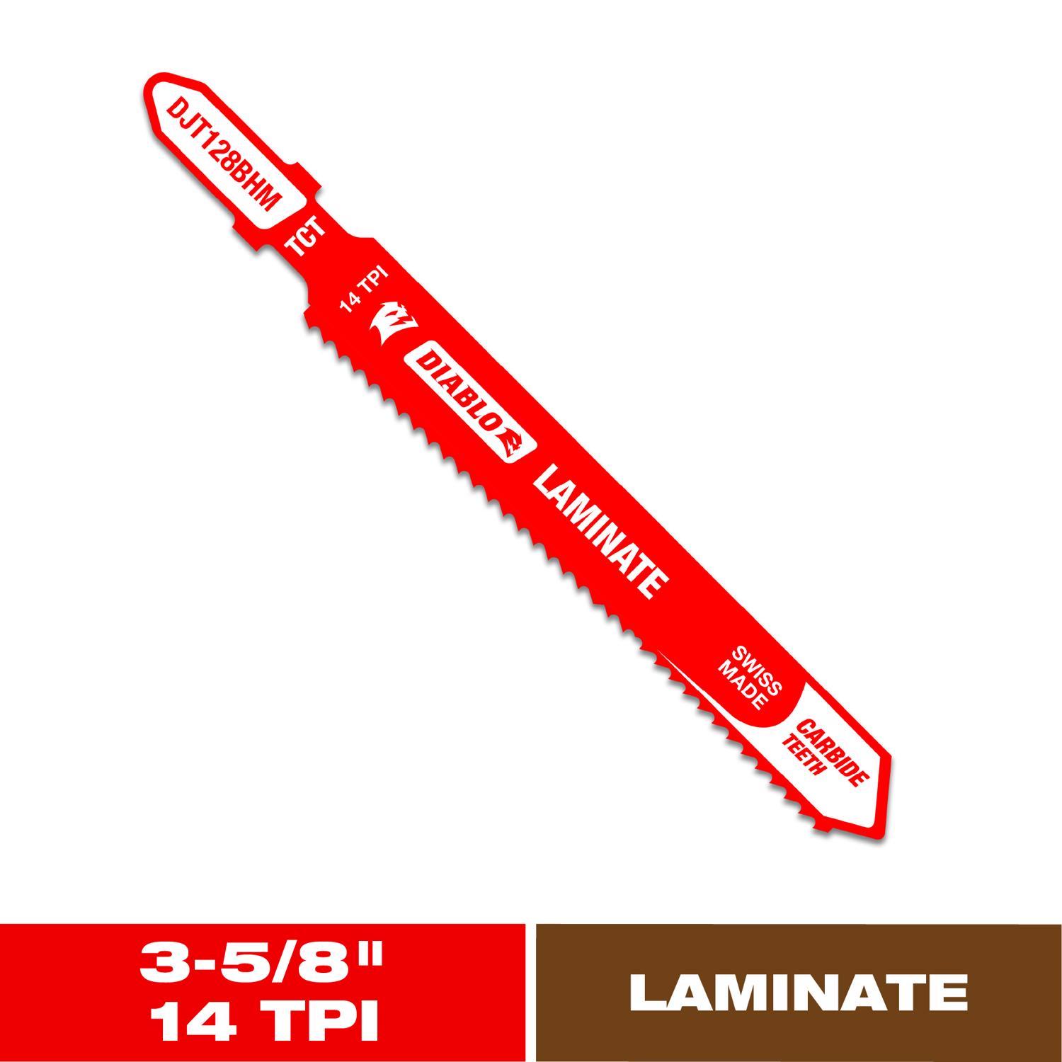 Diablo 3-5/8 in. Carbide T-Shank Laminate Jig Saw Blade 14 TPI 1 pk