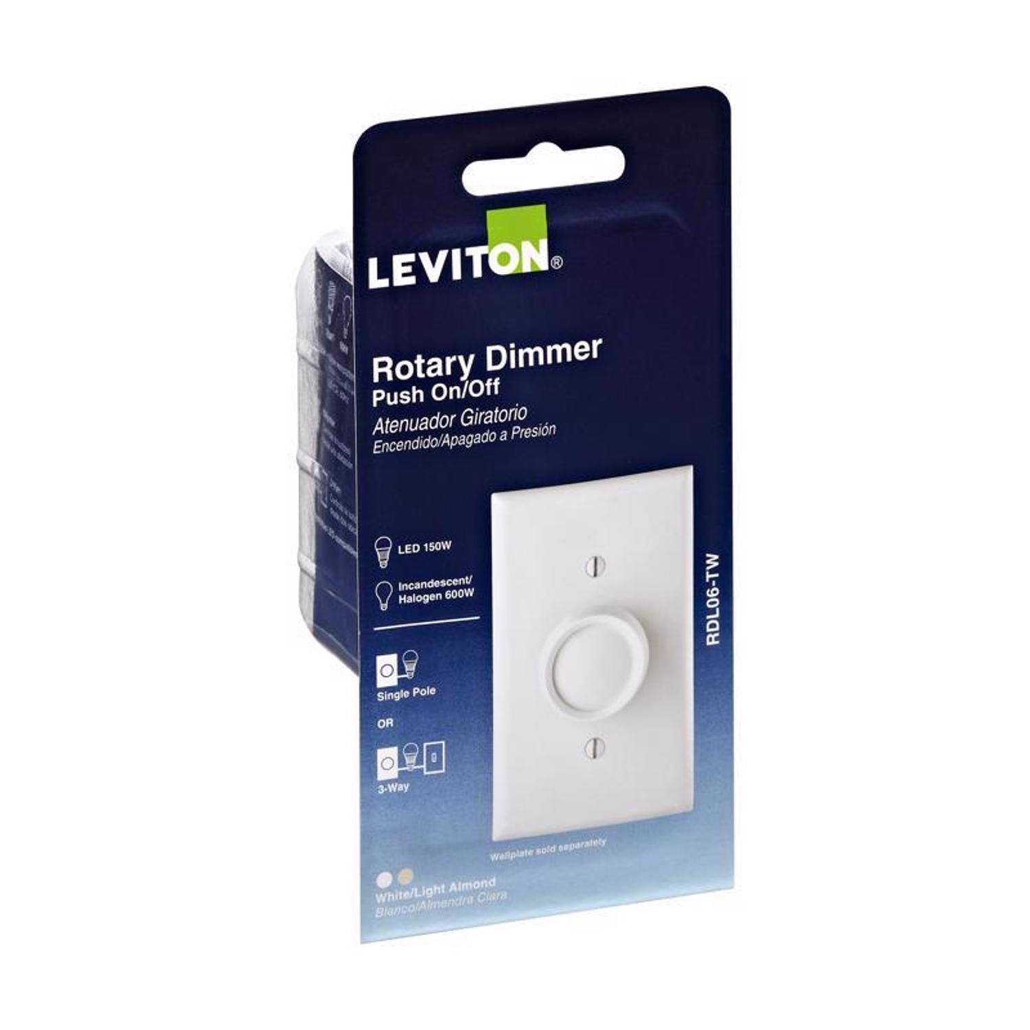 Leviton Trimatron Light Almond & White 600 W Rotary Dimmer Knob 1 pk