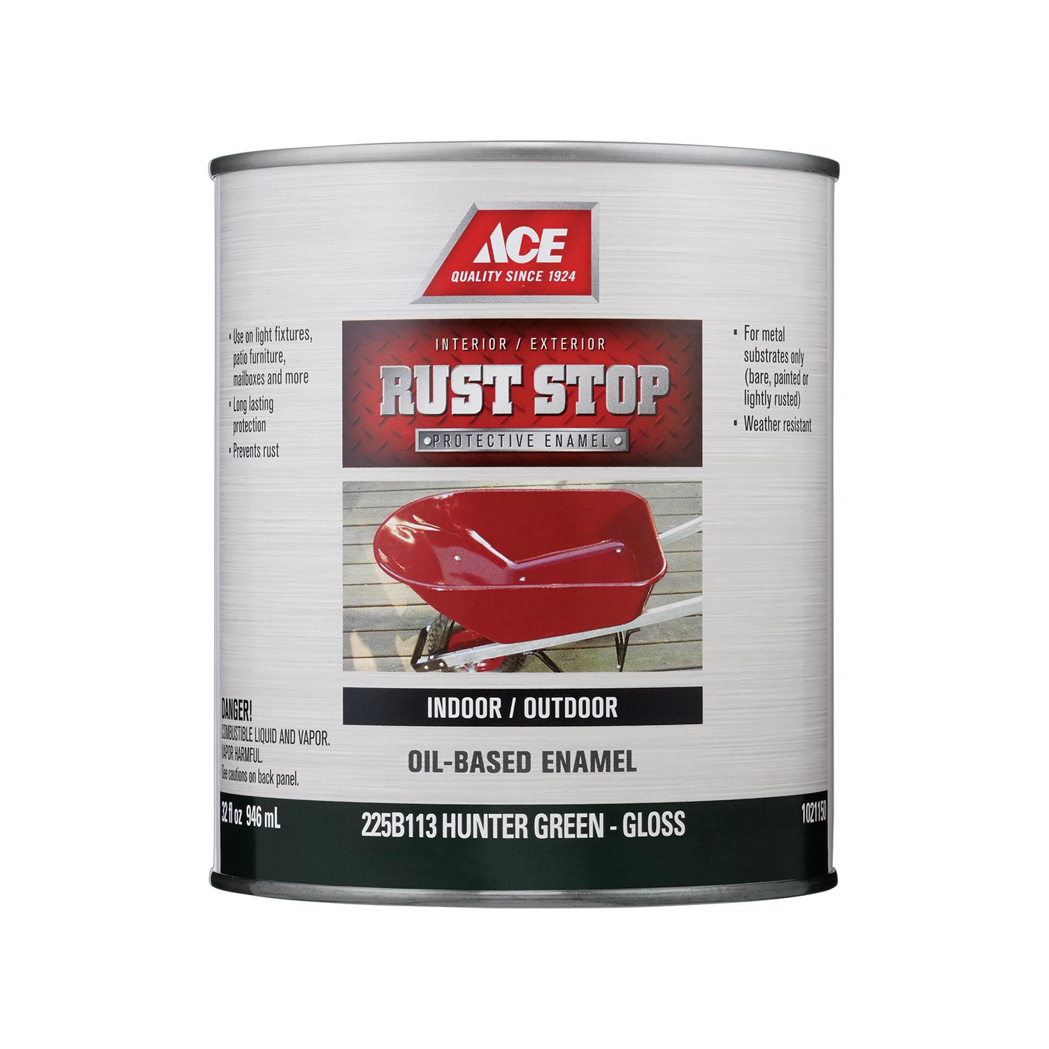 Ace Rust Stop Indoor/Outdoor Gloss Hunter Green Oil-Based Enamel Rust Preventative Paint 1 qt