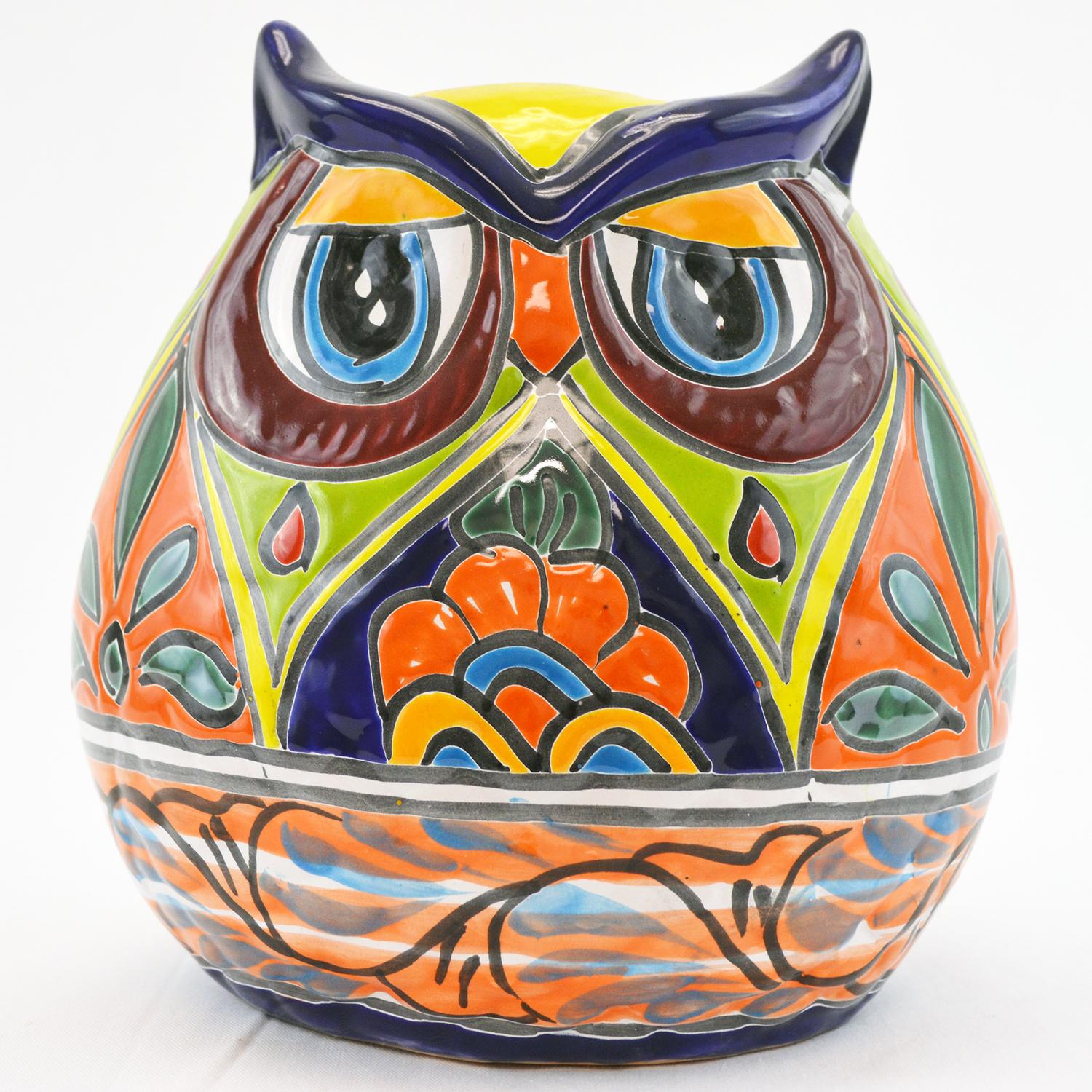 Avera Products Talavera 9.5 in. H X 9 in. W Ceramic Night Owl Planter Multicolored