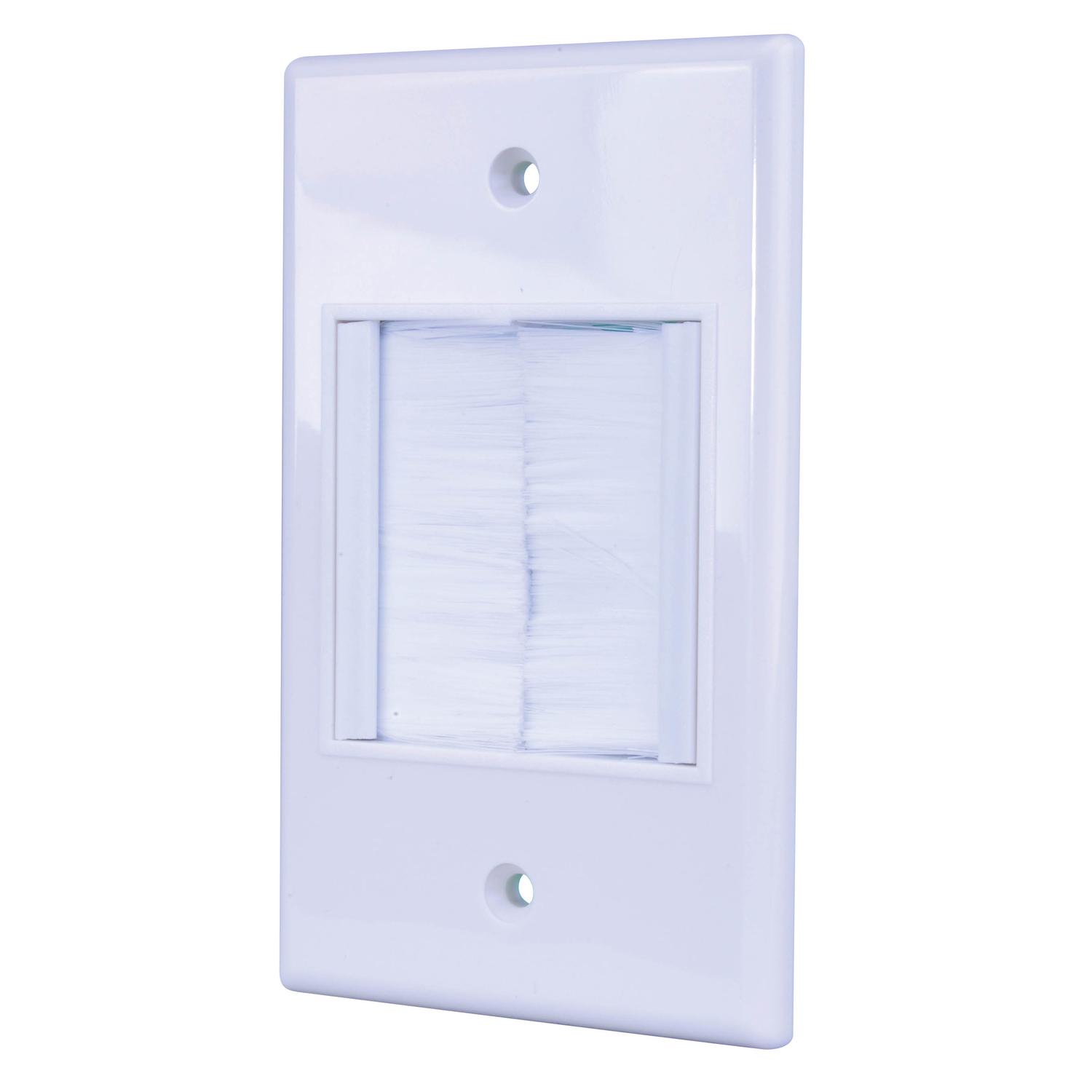 Monster Just Hook It Up White 1 gang Plastic Home Theater Brush Wall Plate 1 pk