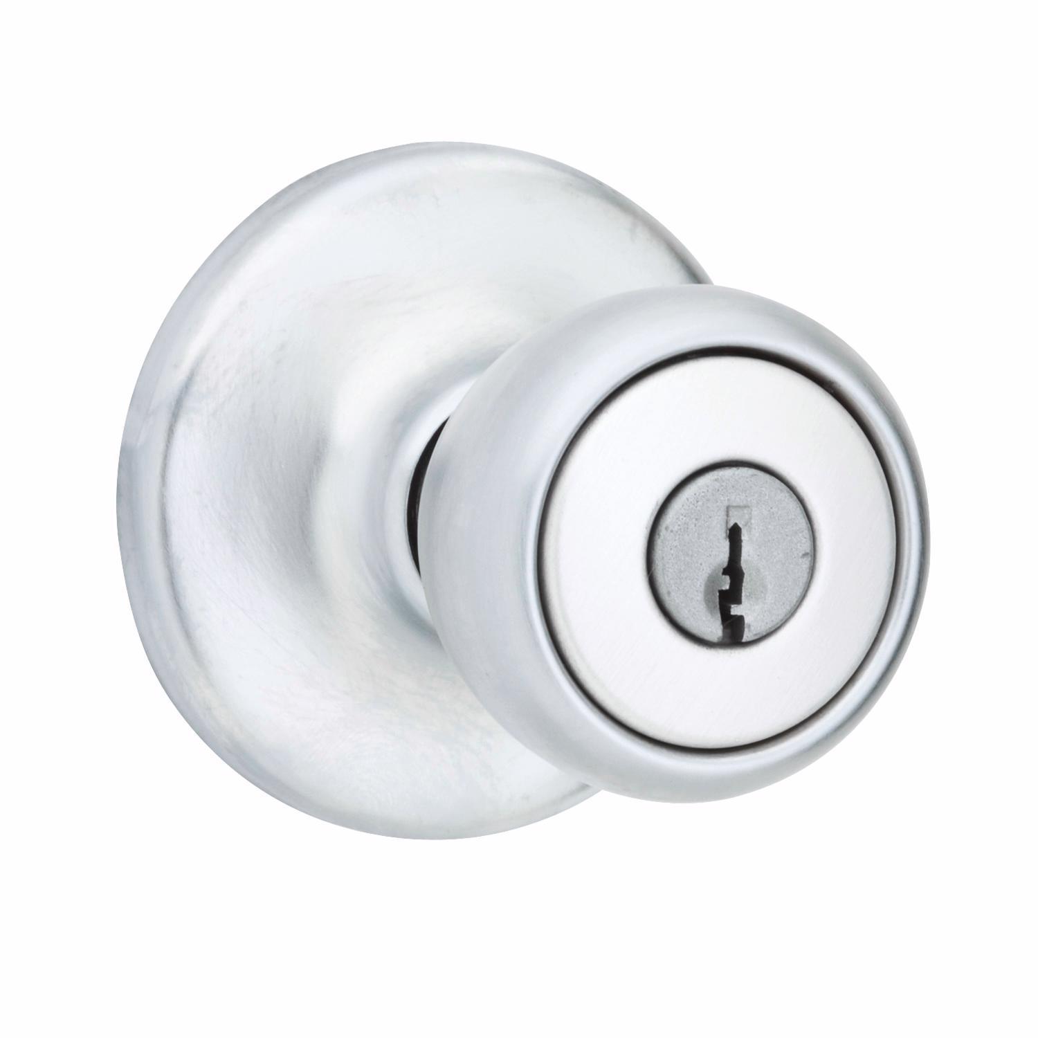 Kwikset Tylo Satin Chrome Entry Door Knob 1-3/4 in.