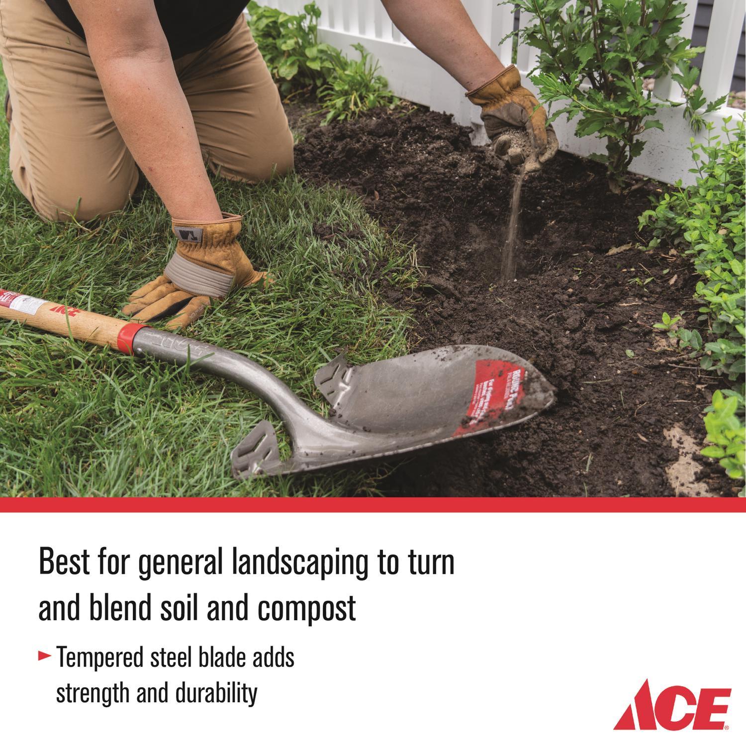 Ace 41.5 in. Steel Round Digging Shovel Wood Handle