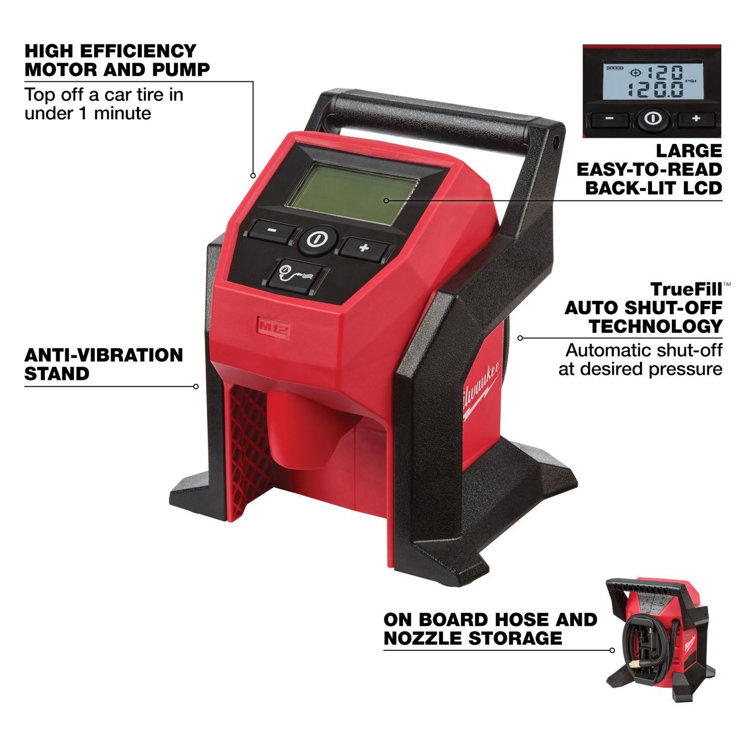 Milwaukee M12 1 gal Vertical Portable Hand-Held Air Compressor 120 psi 0.25 HP