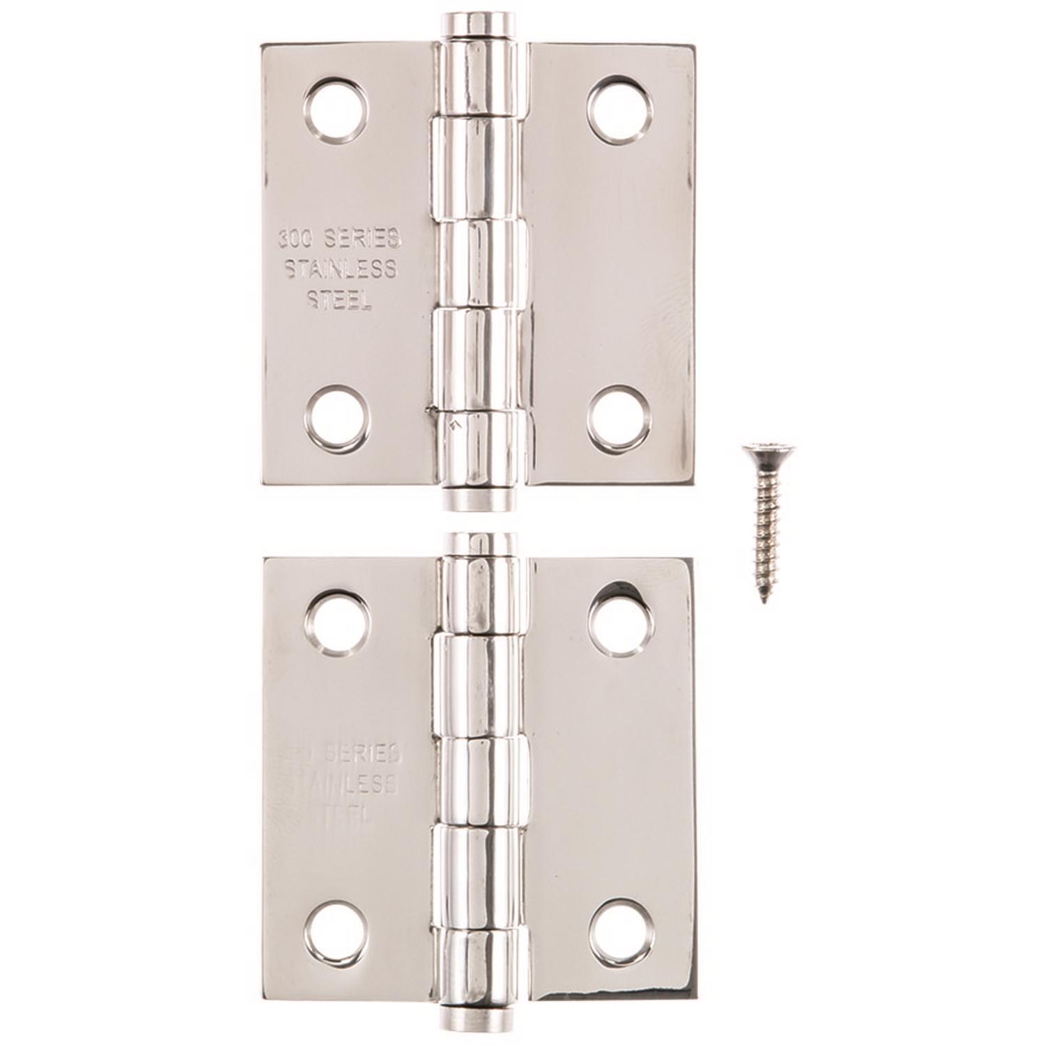 Ace 1.1 in. W X 2 in. L Stainless Steel Silver Stainless Steel Narrow Hinge 2 pk