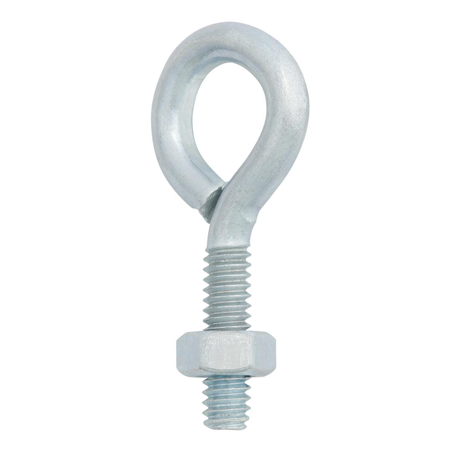 Hampton 1/4 in. X 2 in. L Zinc-Plated Steel Eyebolt Nut Included