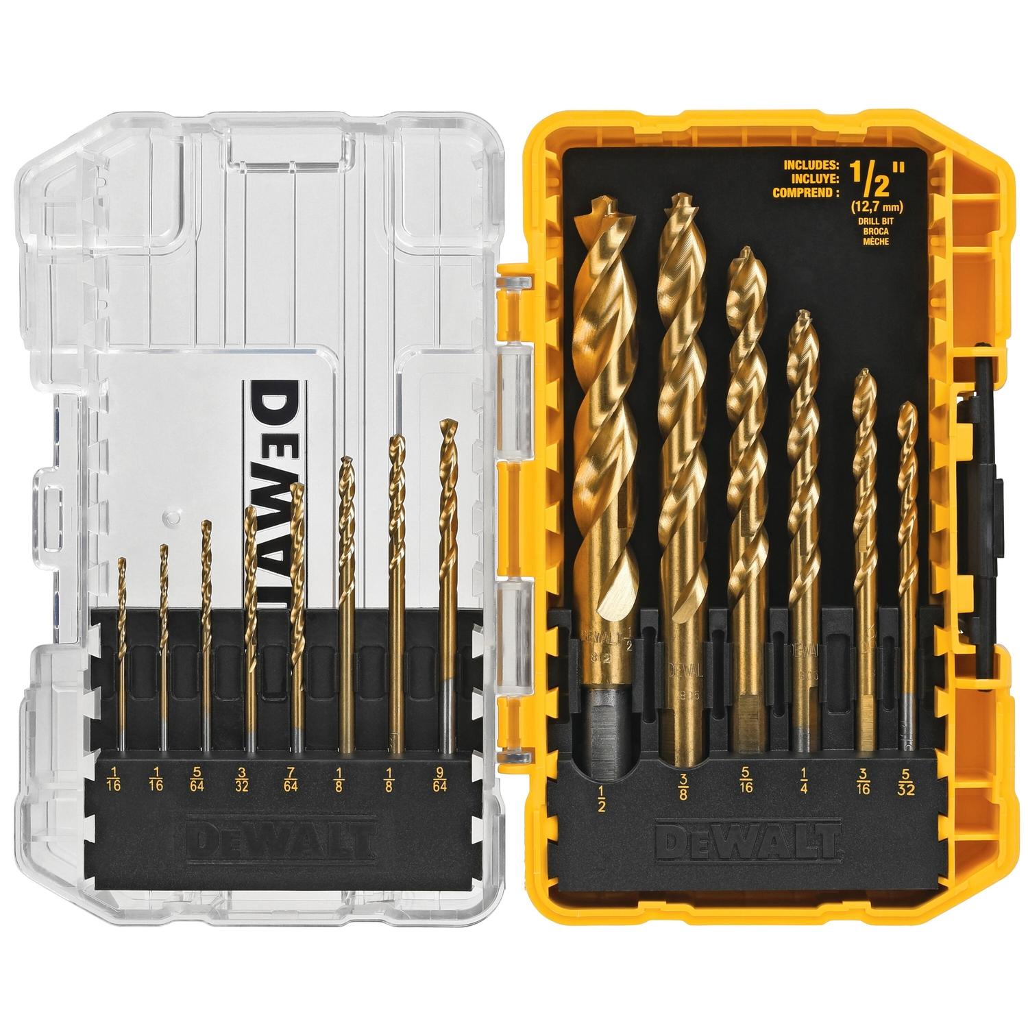 DeWalt Pilot Point Titanium Drill Bit Set Straight Shank 14 pc