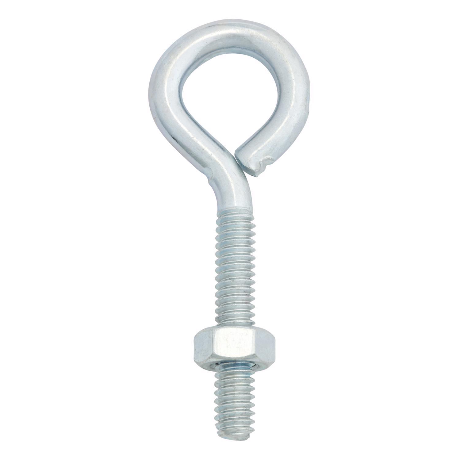Hampton 1/4 in. X 2-5/8 in. L Zinc-Plated Steel Eyebolt Nut Included