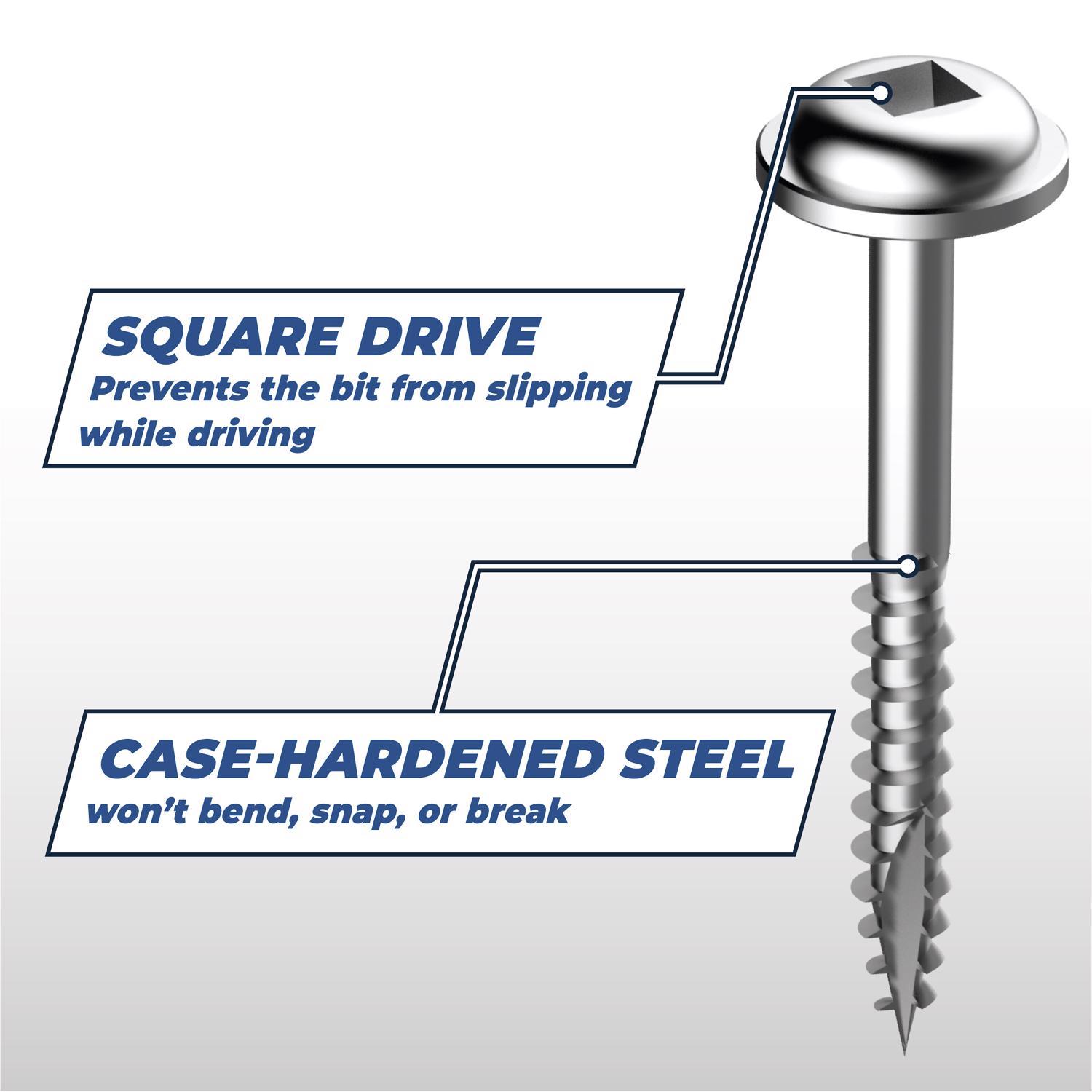 Kreg No. 7 X 1-1/4 in. L Square Zinc-Plated Fine Pocket-Hole Screw 100 pk