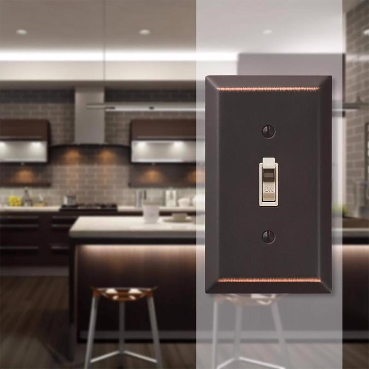 Amerelle Century Aged Bronze 1 gang Stamped Steel Toggle Wall Plate 1 Pack