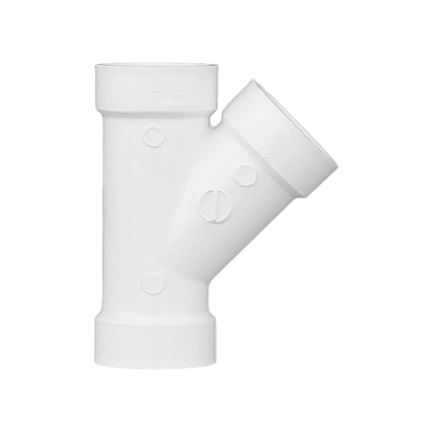 Charlotte Pipe Schedule 40 1-1/2 in. Hub X 1-1/2 in. D Hub PVC Wye 1 pk