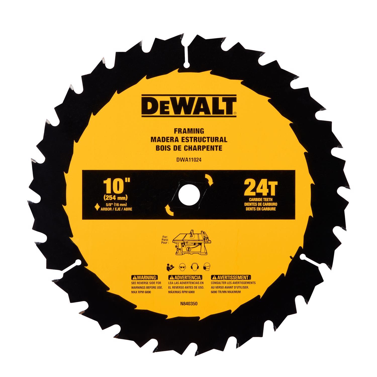 DeWalt 10 in. D X 5/8 in. Carbide Tipped Framing Saw Blade 24 teeth 1 pc