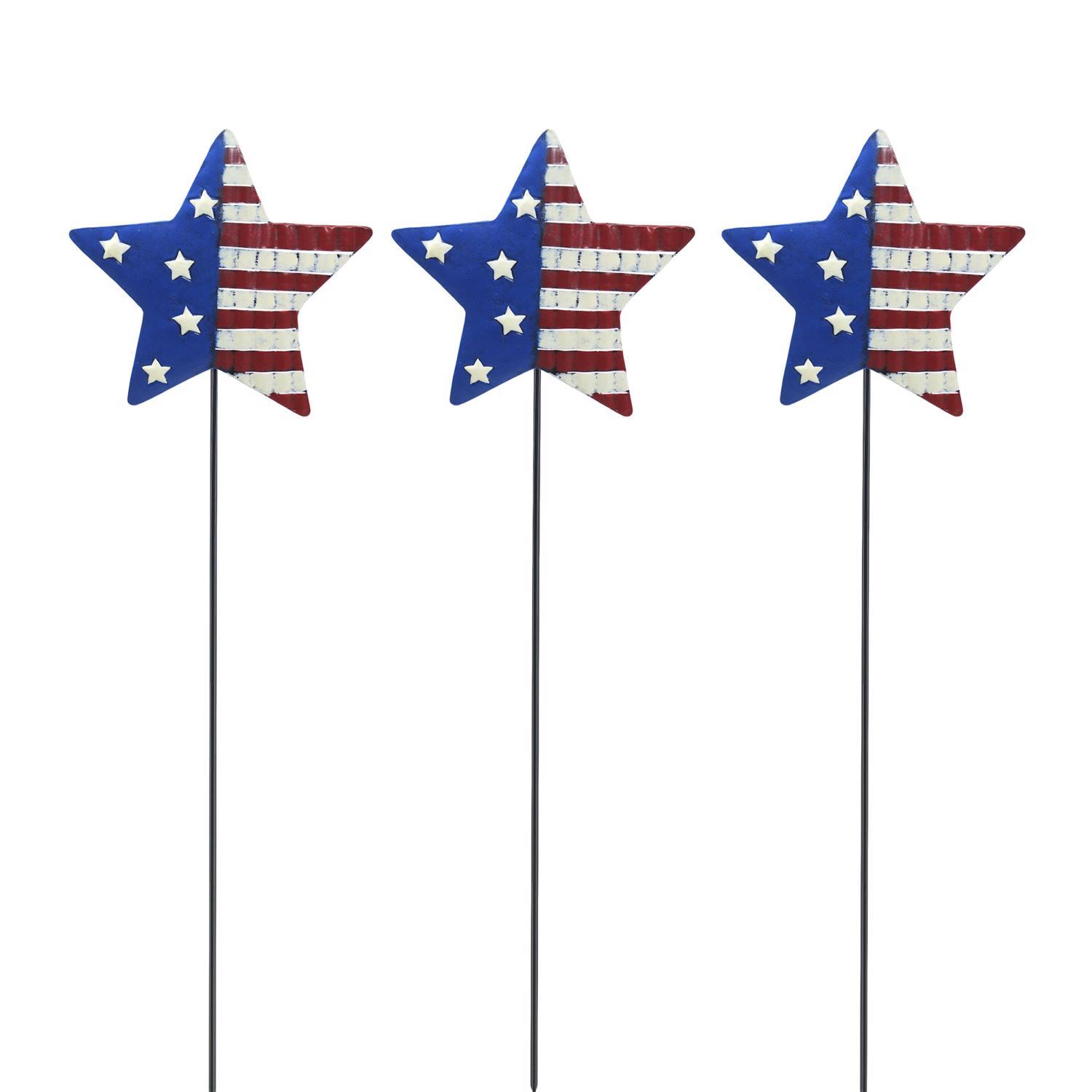 Alpine USA Star Red, White, Blue Metal 24 in. H Outdoor Garden Stake