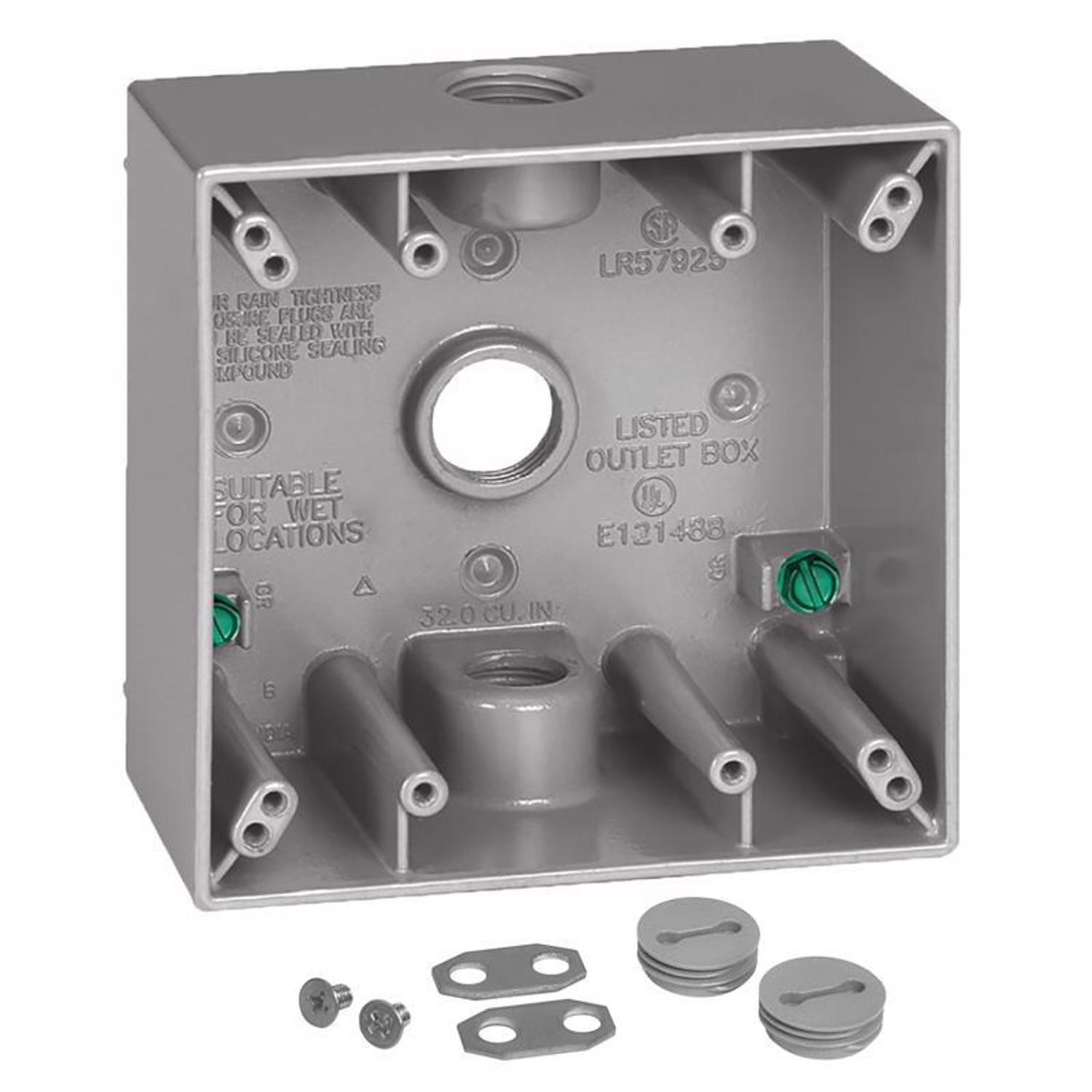 Sigma Engineered Solutions New Work 31 cu in Square Metallic 2 gang Weatherproof Box Gray
