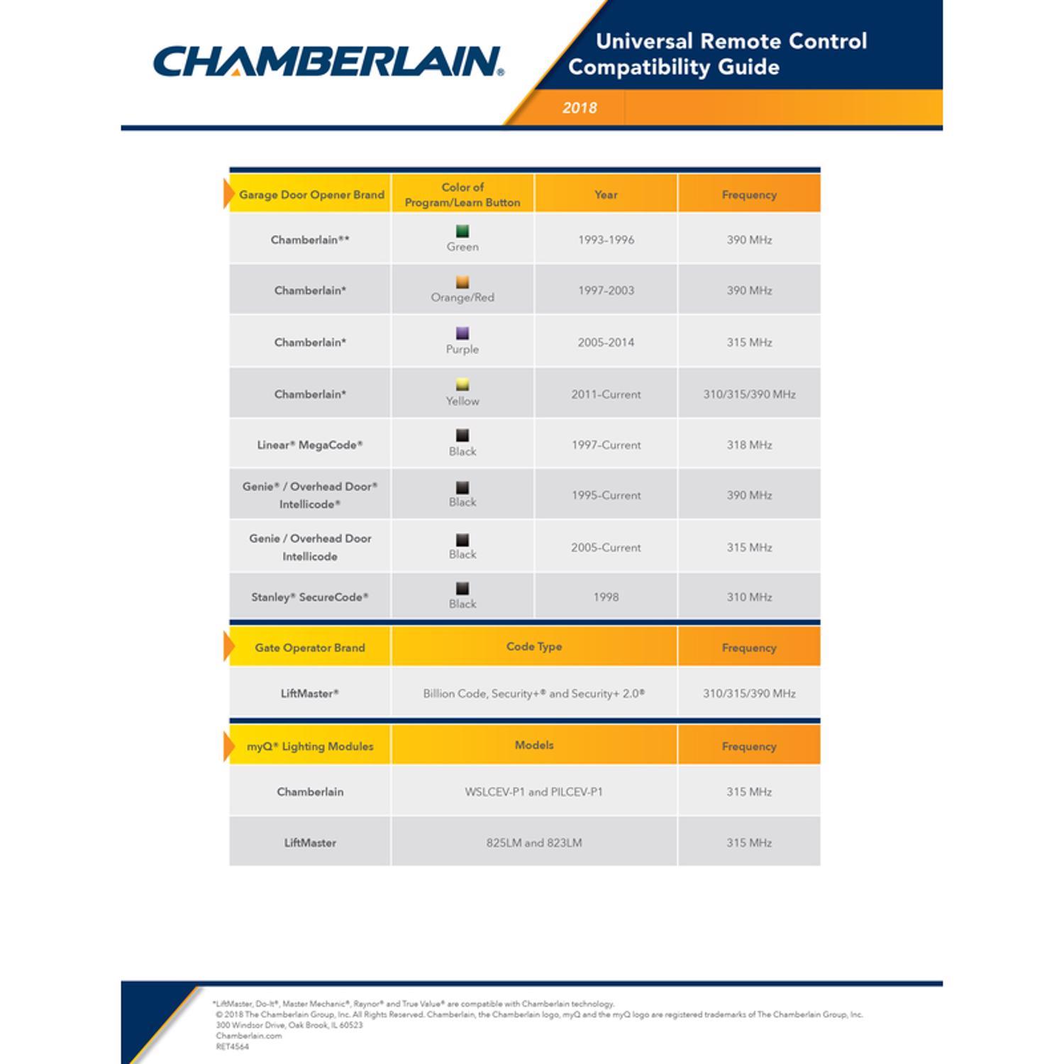 Chamberlain 2 Door 3 Door Garage Door Opener Remote For All Major Brands Manufactured After 1993