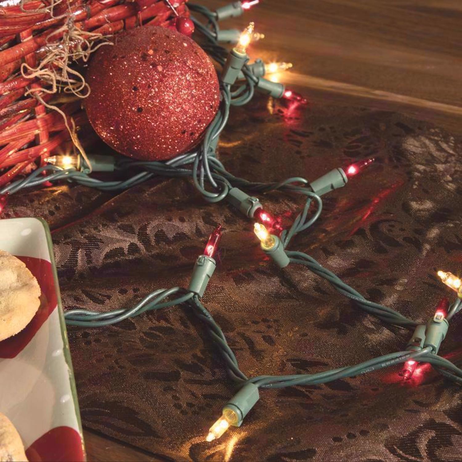 Celebrations Classic LED T5 Red/White 100 ct String Christmas Lights 24.75 ft.