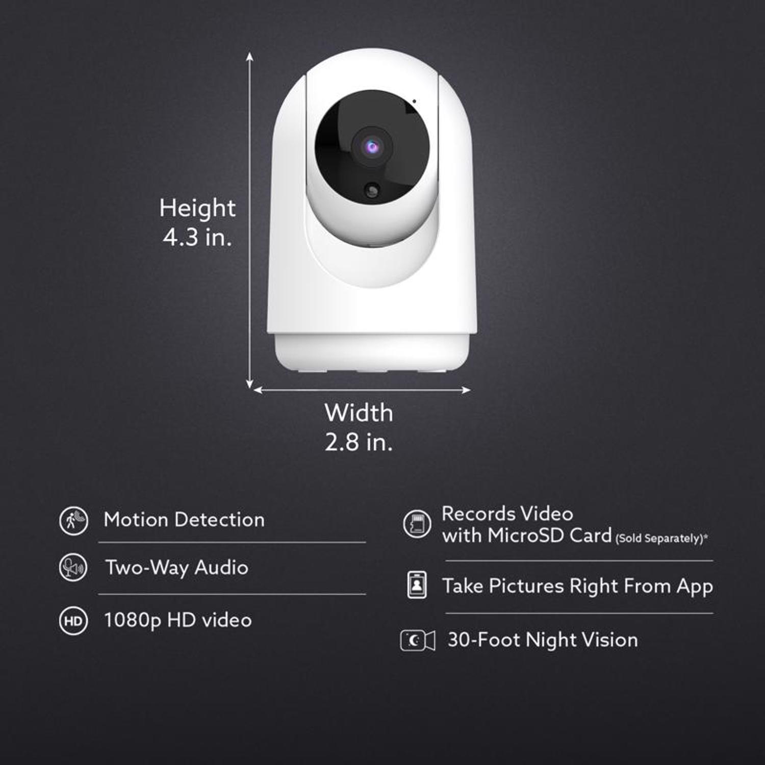 Feit Smart Home Plug-in Indoor Smart-Enabled Security Camera with Pan & Tilt