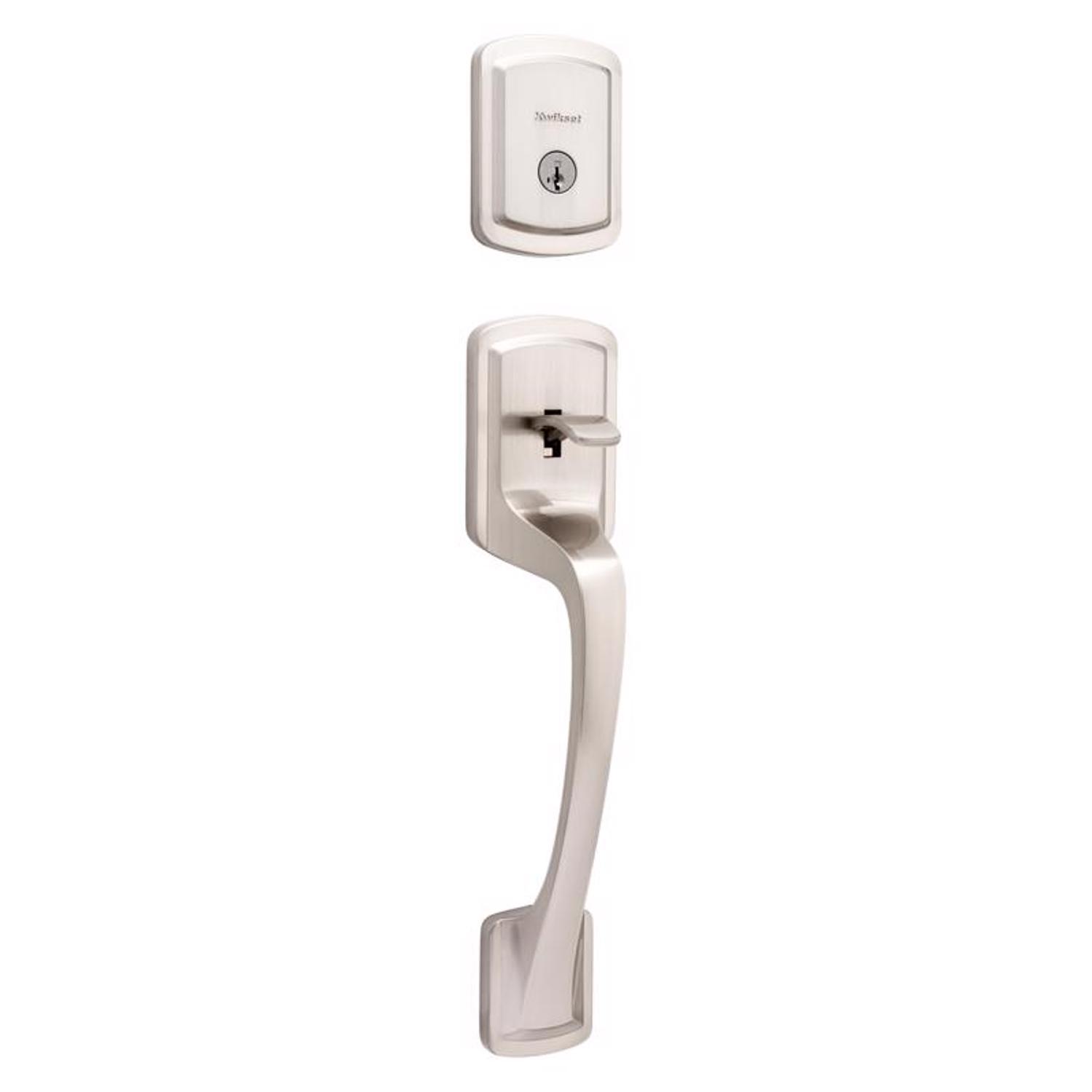 Kwikset Prague Satin Nickel Entry Handleset 1-3/4 in.
