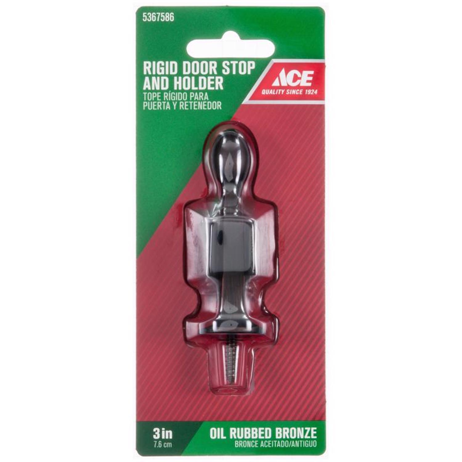 Ace 3 in. W Metal Oil Rubbed Bronze Bronze Rigid Door Stop w/Holder Mounts to door and wall 5/32 in.