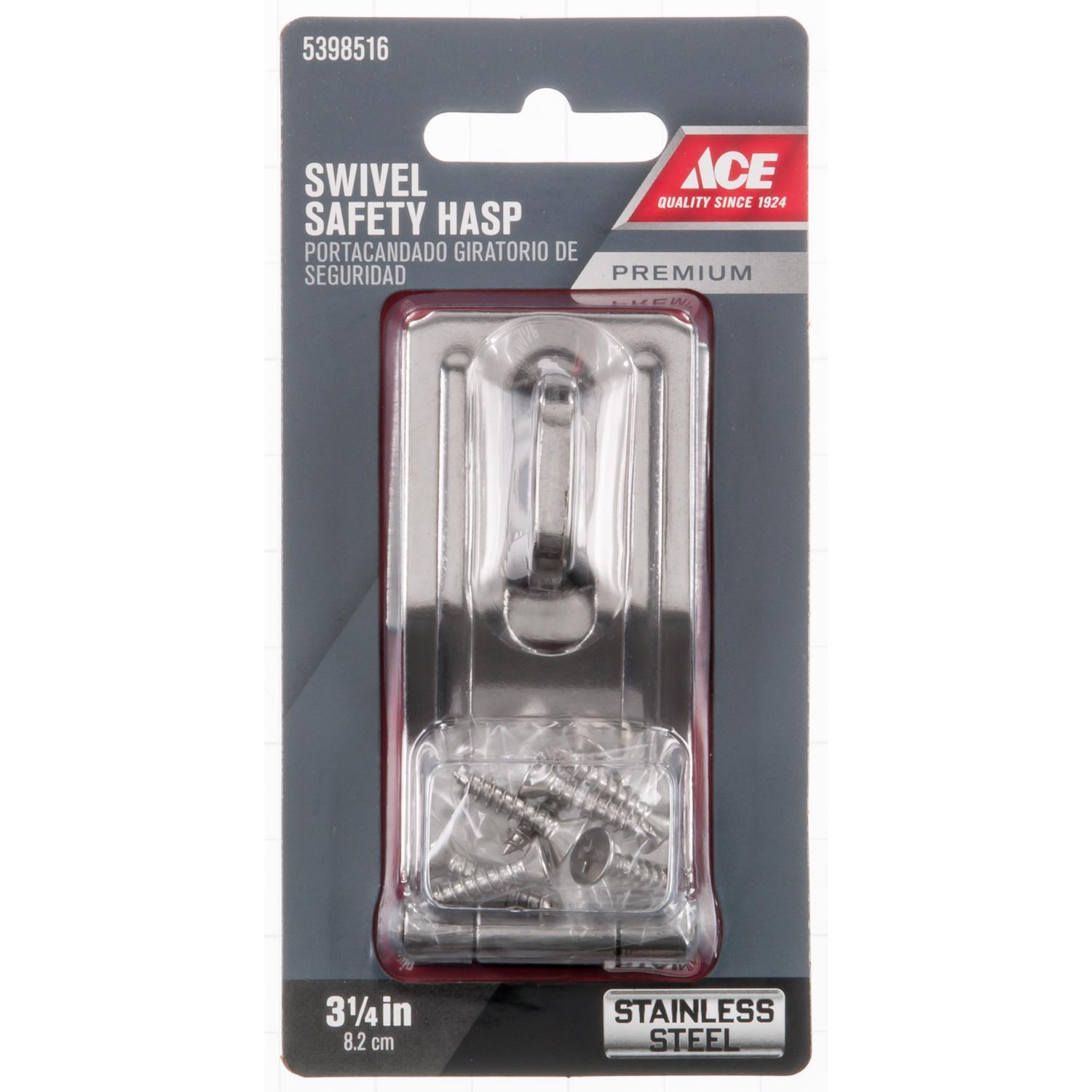 Ace Stainless Steel 3-1/4 in. L Swivel Staple Safety Hasp