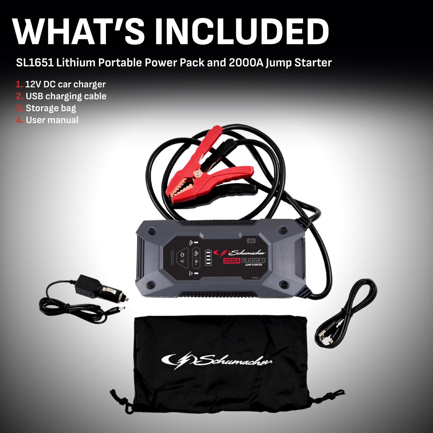 Schumacher Rugged By Schumacher Automatic 12 V 2000 amps Jump Starter and Power Bank
