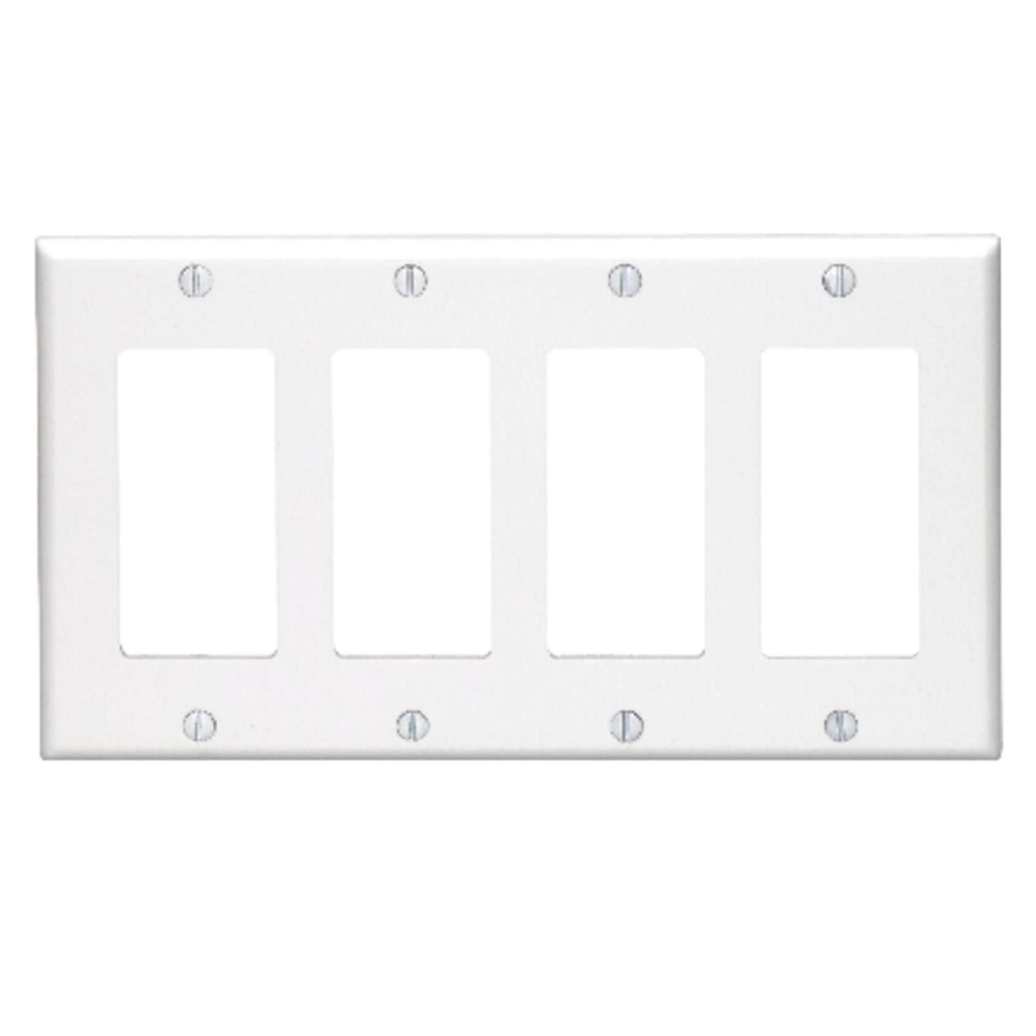 Leviton White 4 gang Thermoset Plastic Decorator Wall Plate 1 pk