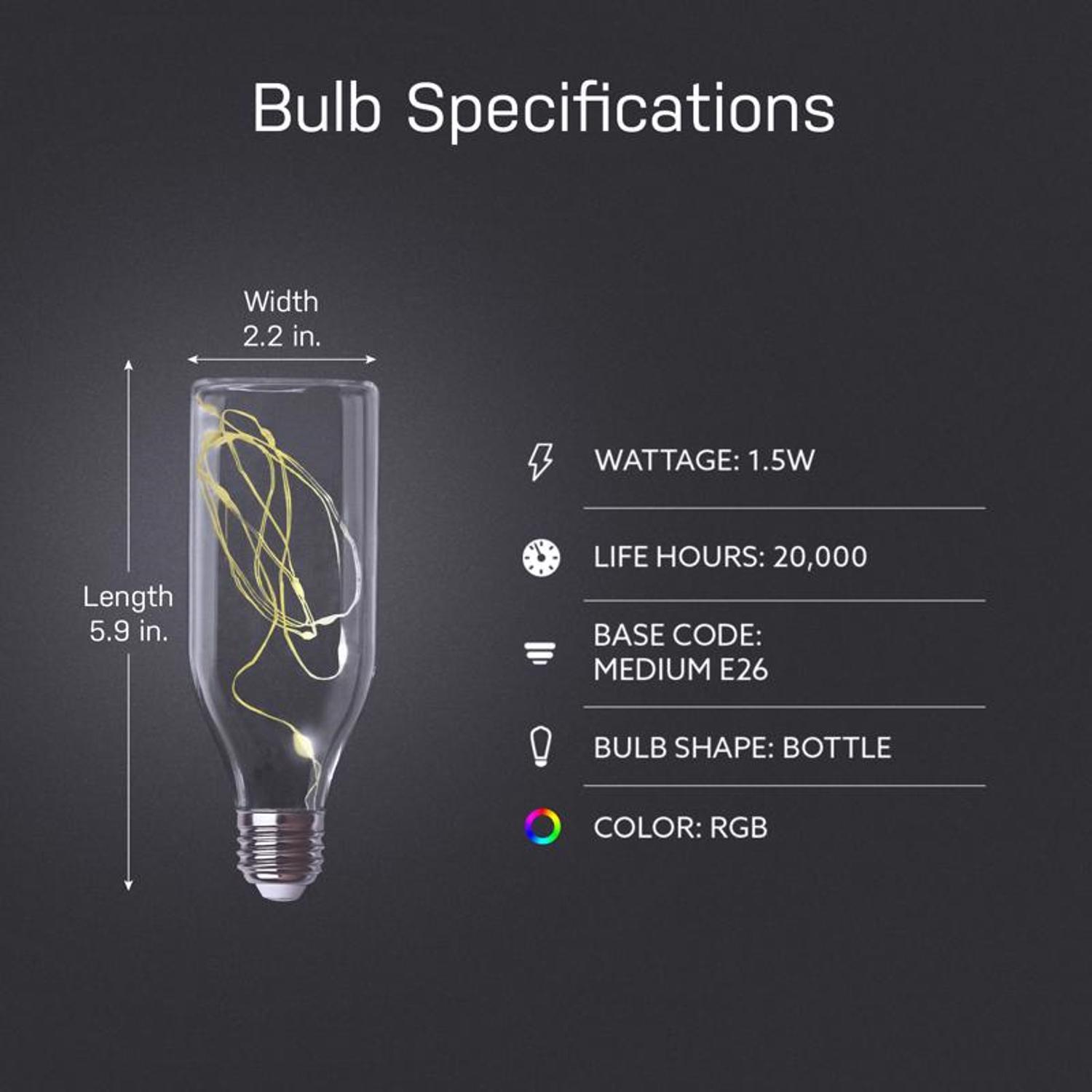 Feit Bottle E26 (Medium) LED Bulb Multi-Colored 11 Watt Equivalence 1 pk