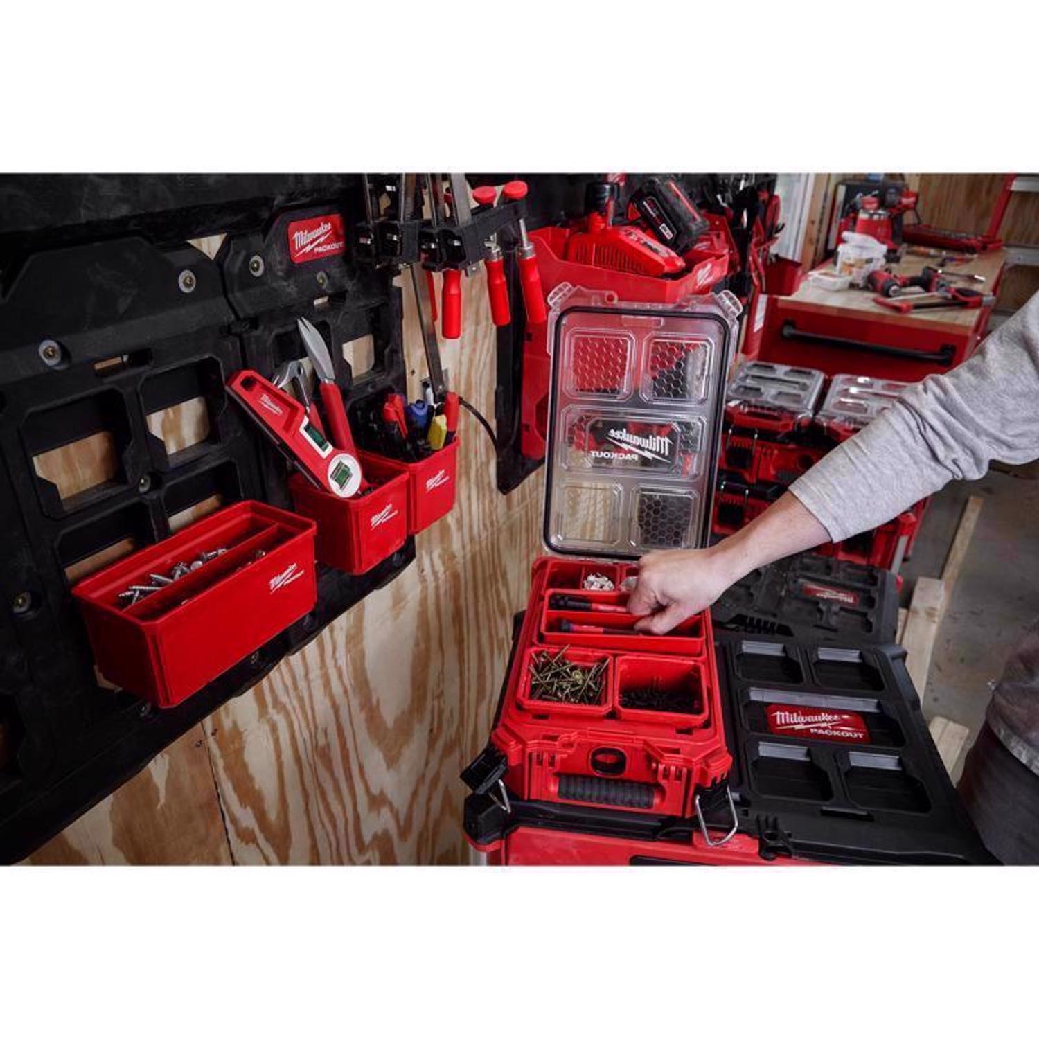 Milwaukee Packout Shop Storage Garage Organizer Large Parts Bin Set Red
